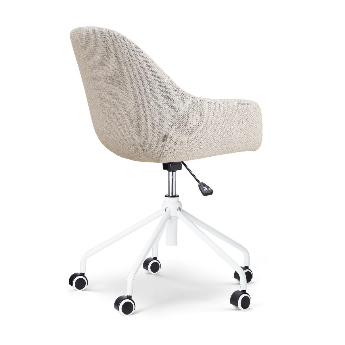 Nolon Nout-Mae Bureaustoel Beige Gemêleerd- Armleuning - Wit Onderstel