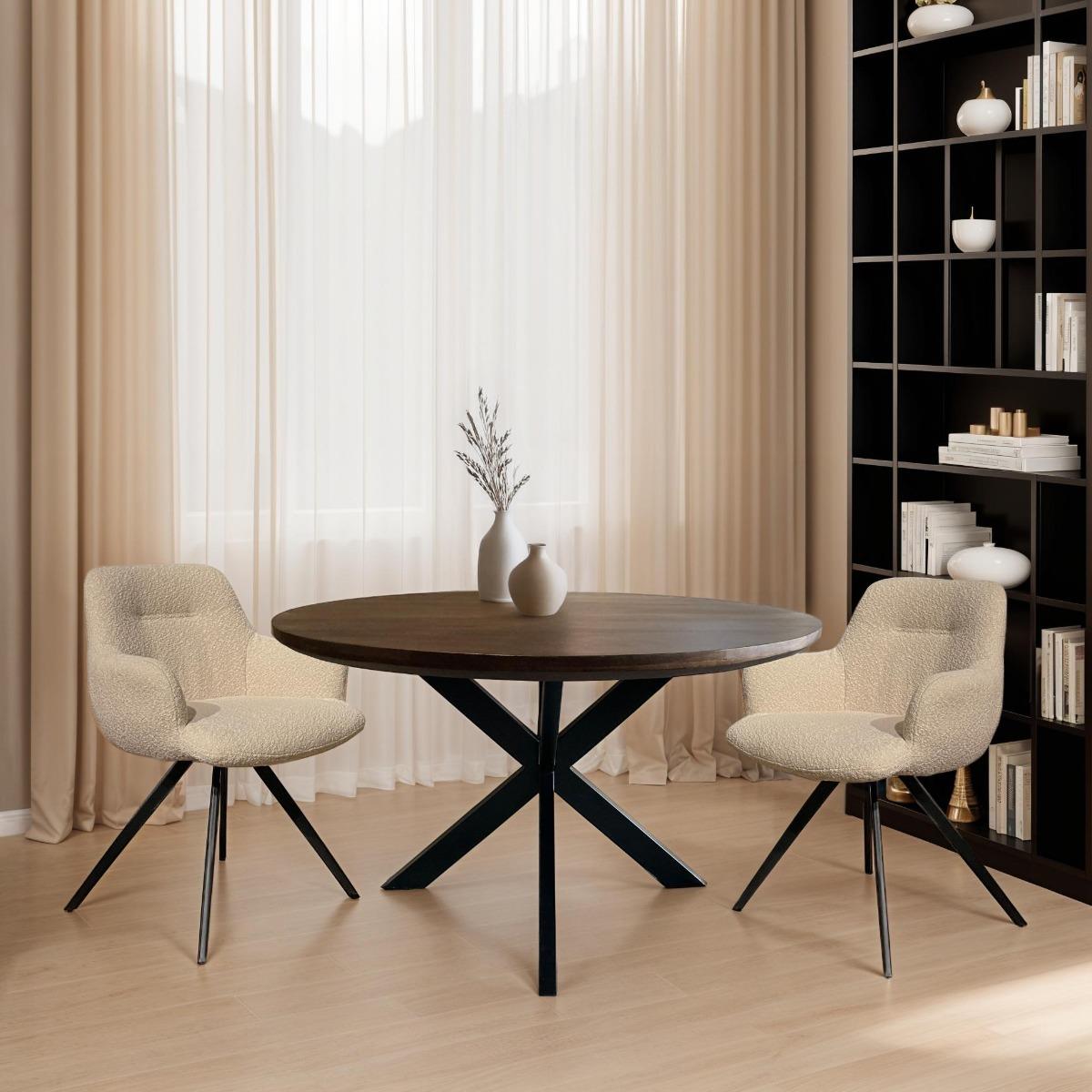 Livingfurn - Eetkamertafel Jesper Round Brown 120cm - Mangohout