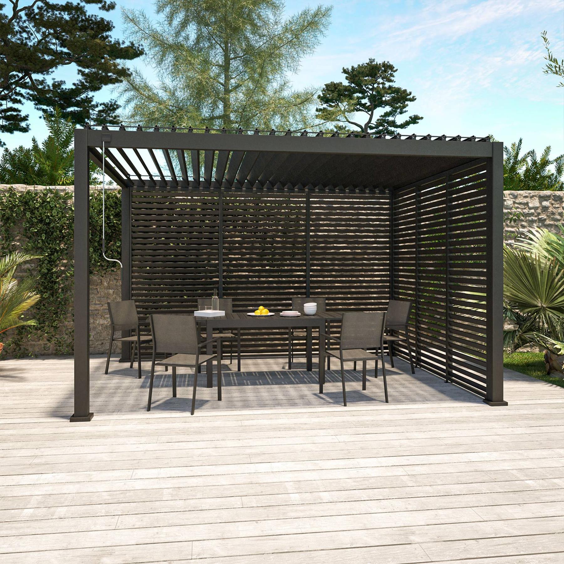 sweeek - Pergola met lamellendak, 3x4 + 3 lamellen voor de 4m zijde