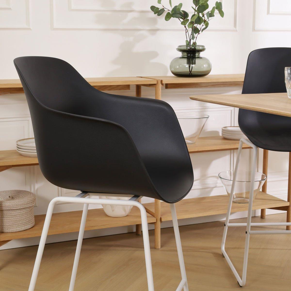 Nolon Nino-Puk barkruk zwart - wit onderstel - 75 cm - set van 2