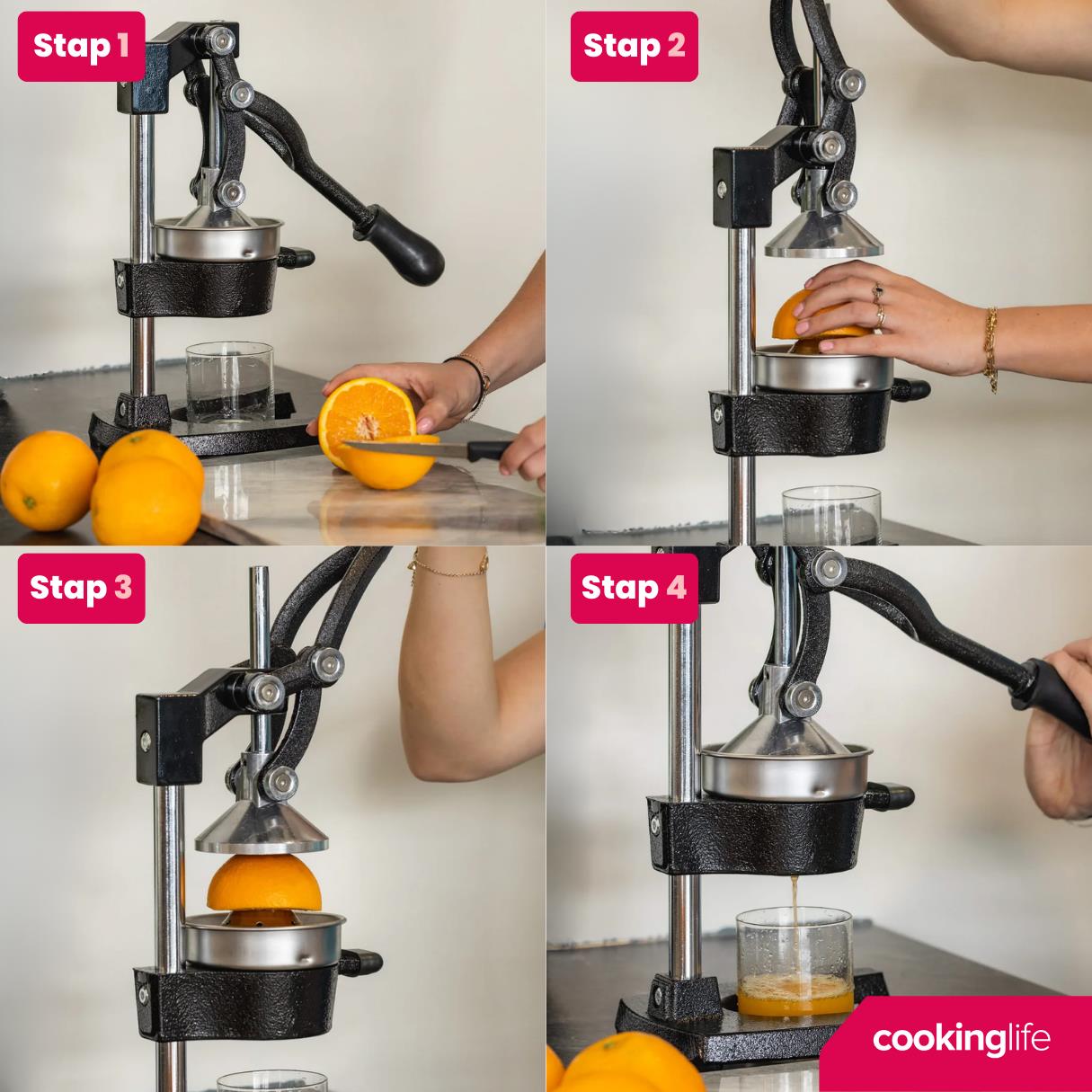 Cookinglife Citruspers - Gietijzer - Hevelmodel - Zwart