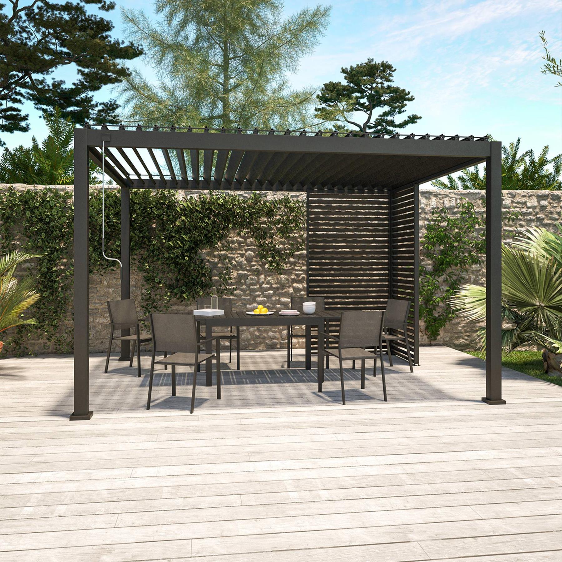 sweeek - Pergola met lamellendak, 3x4 + 3 lamellen voor de 4m zijde