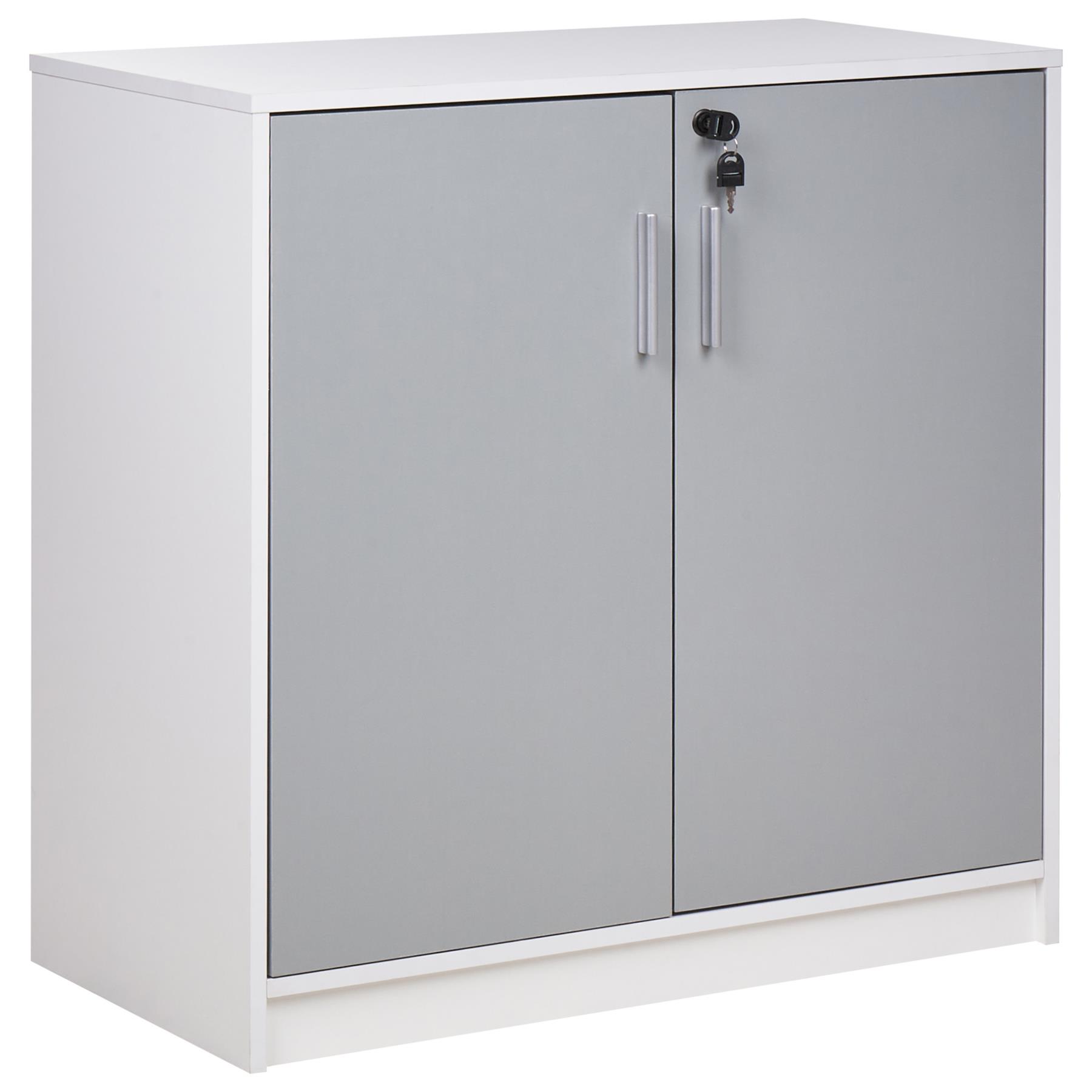 Beliani - ZEHNA - Sideboard 2 deuren - Lichtgrijs|Wit - Vezelplaat