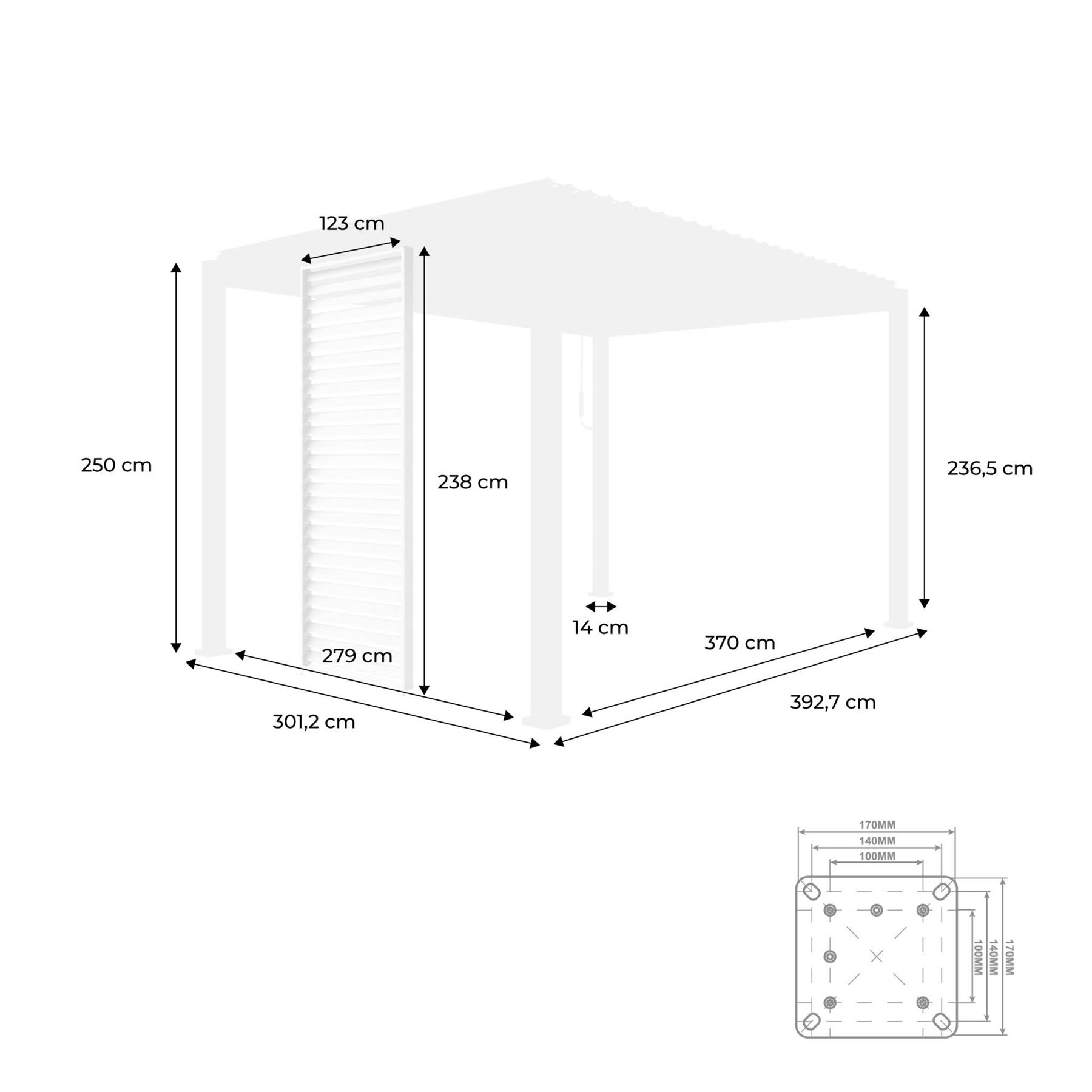 sweeek - Pergola met lamellendak, 3x4 + 3 lamellen voor de 4m zijde