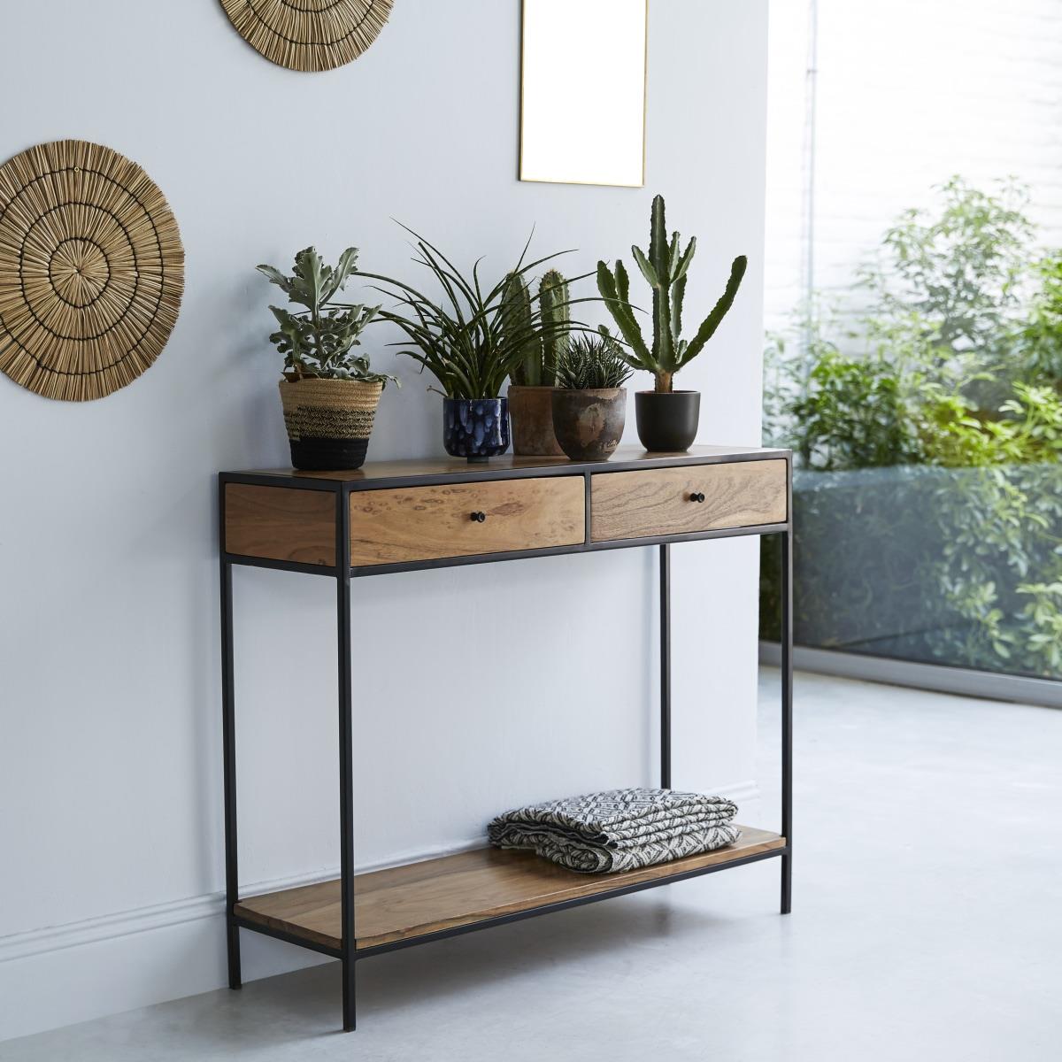 Tikamoon - Agra - Massief acacia en metalen bijzettafel
