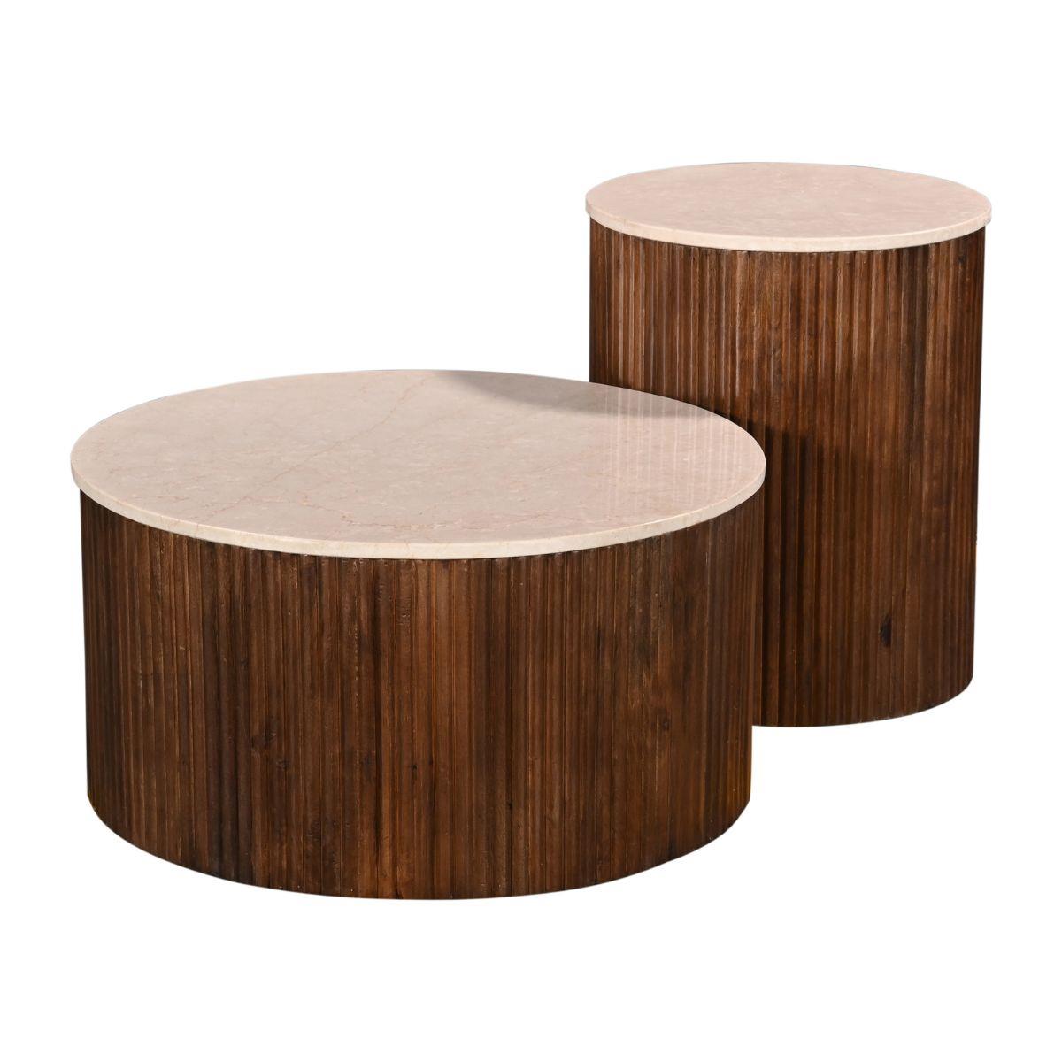 Giga Meubel - Salontafel Marmer Donkerbruin - Set Van 2 - 70cm - Davi