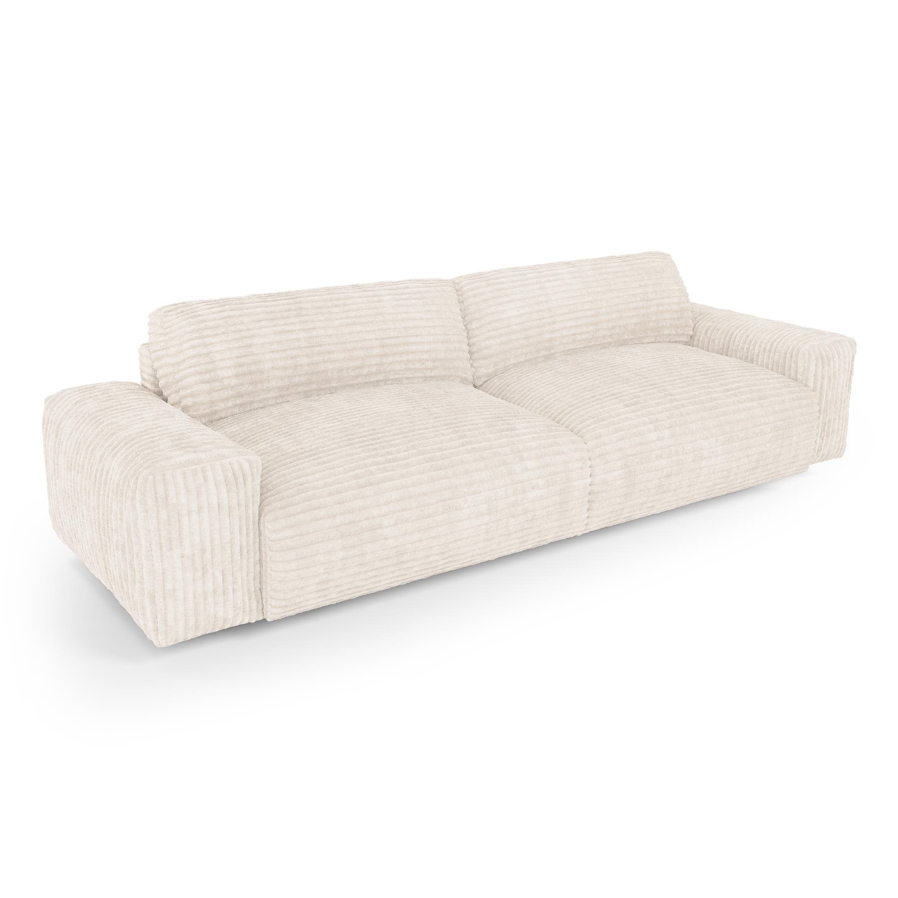 4-zits ribfluwelen bank XXL crème 220cm