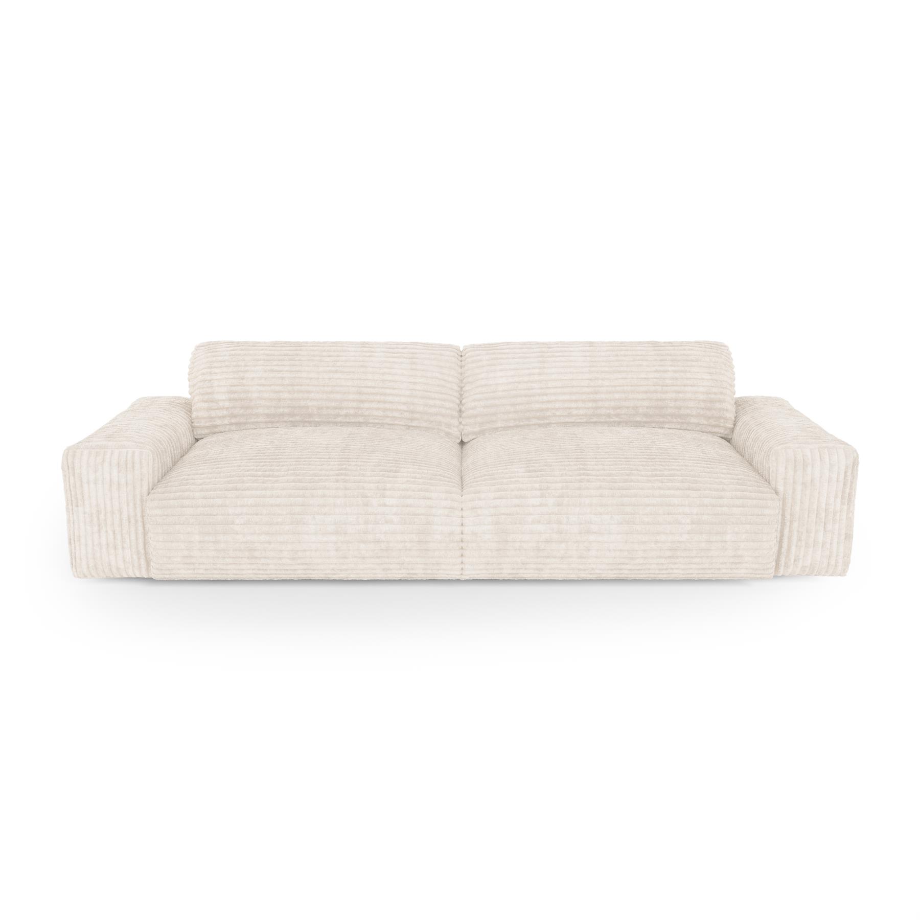 3-zits ribfluwelen bank XXL crème 220cm