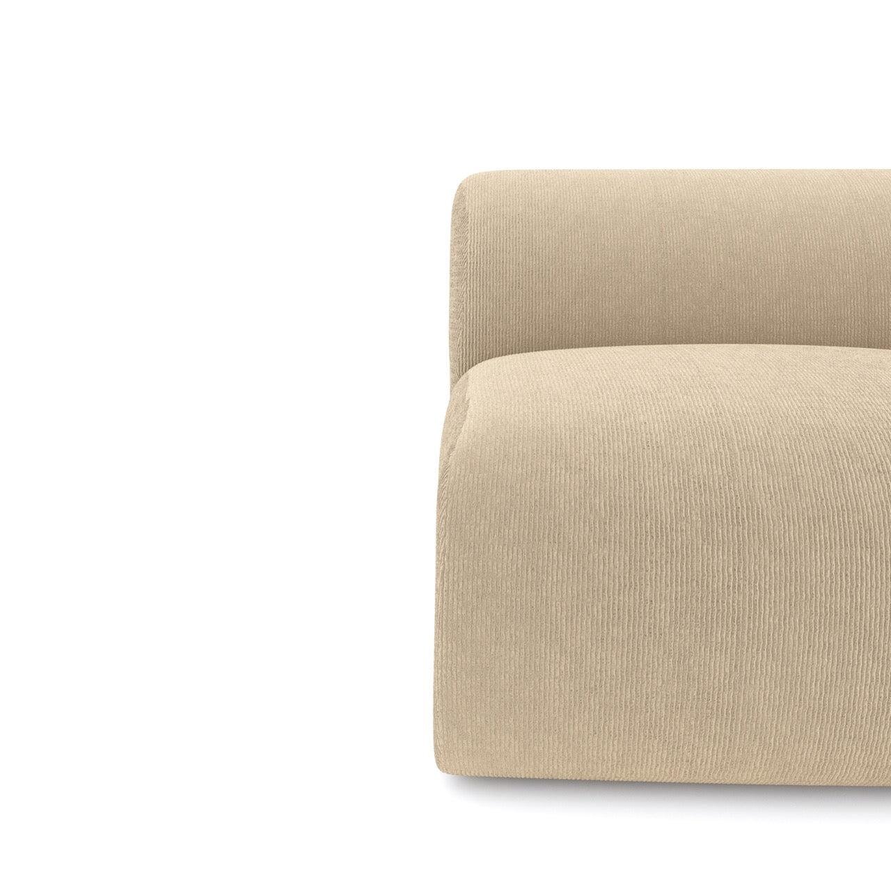 Beige corduroy fauteuil zonder armen