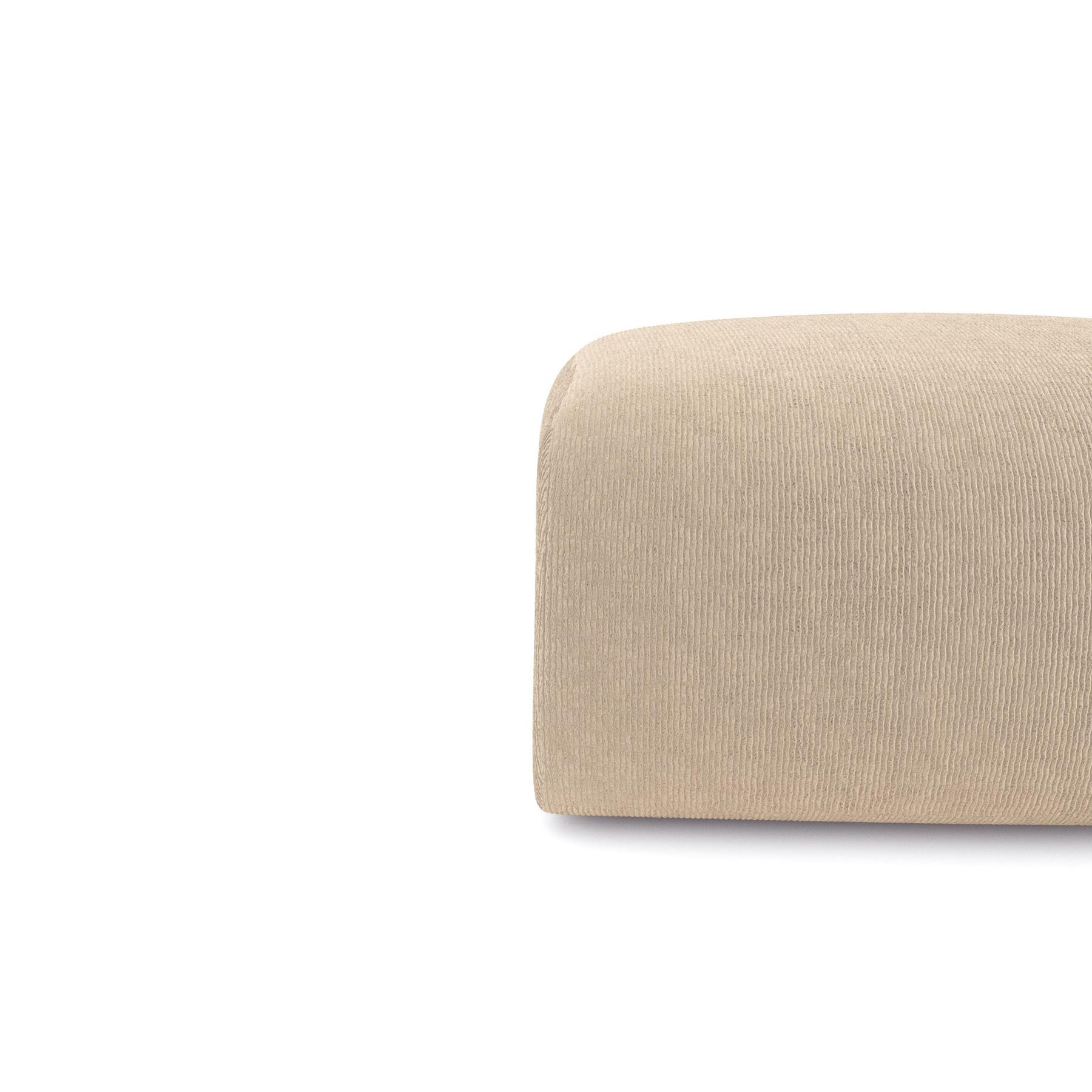 Beige ribfluwelen poef