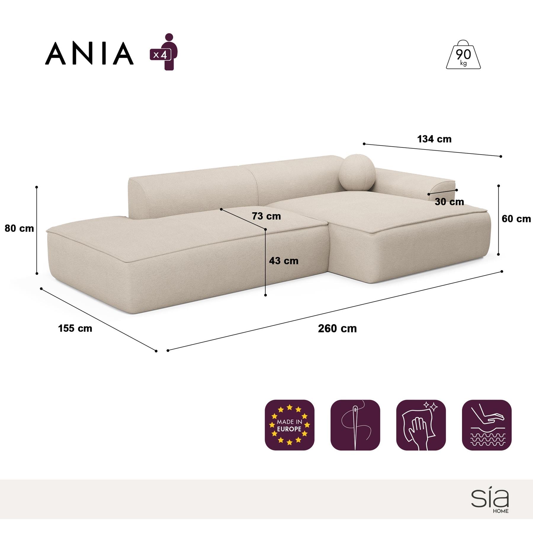Rechthoekige sofa in geweven stof Olijfgroen 260cm