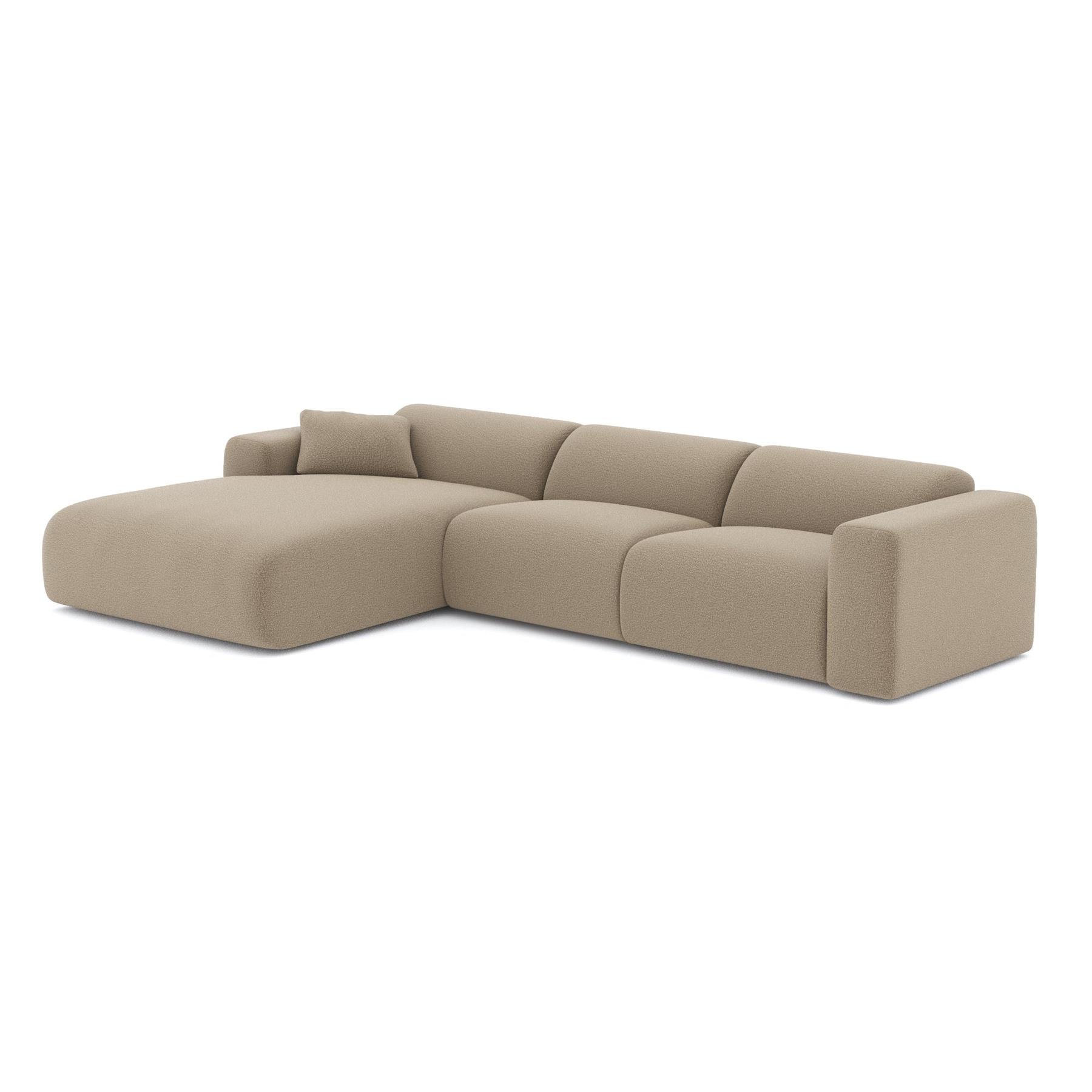 Bank groot links hoekstof bouclette taupe 280cm