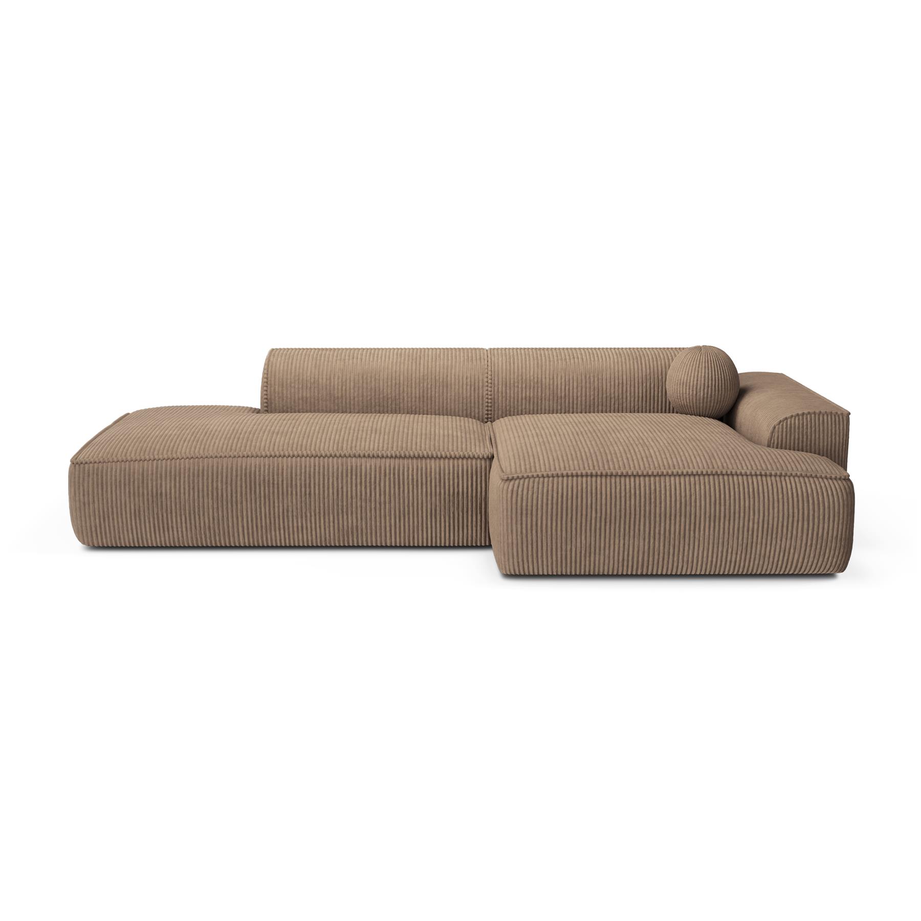 Taupe corduroy hoekbank 260cm