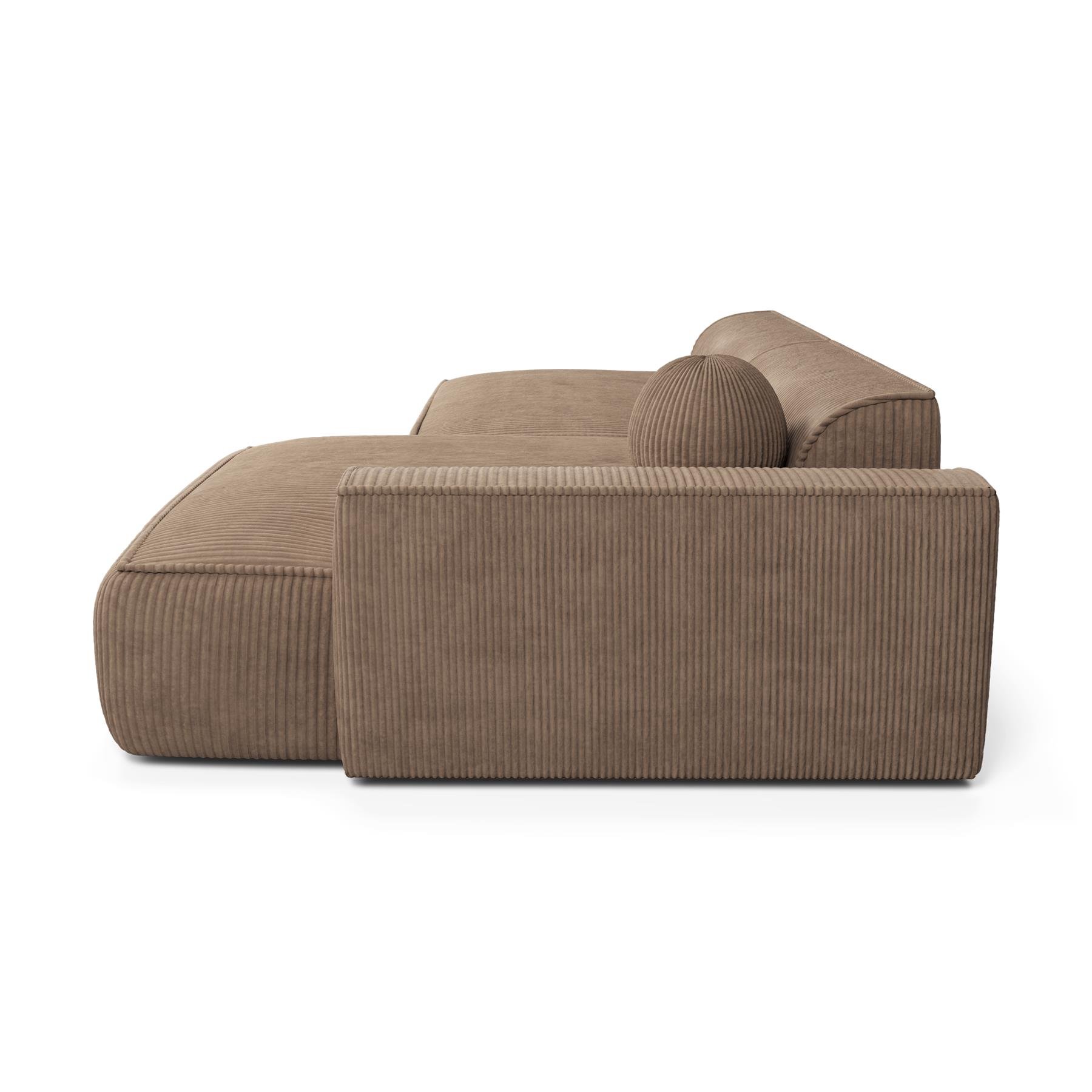 Taupe corduroy hoekbank 260cm