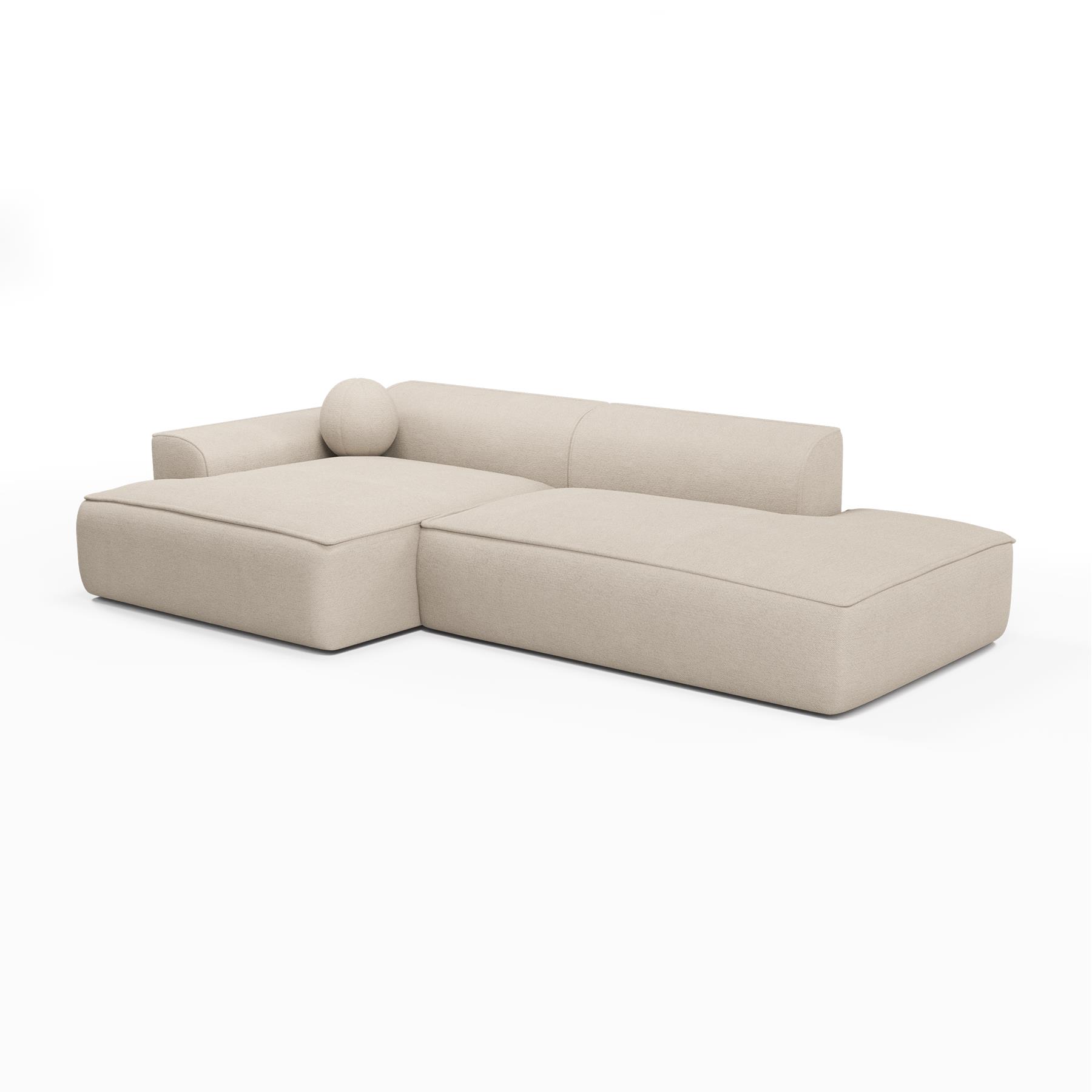 Sofa linkerhoek stof crème 260cm