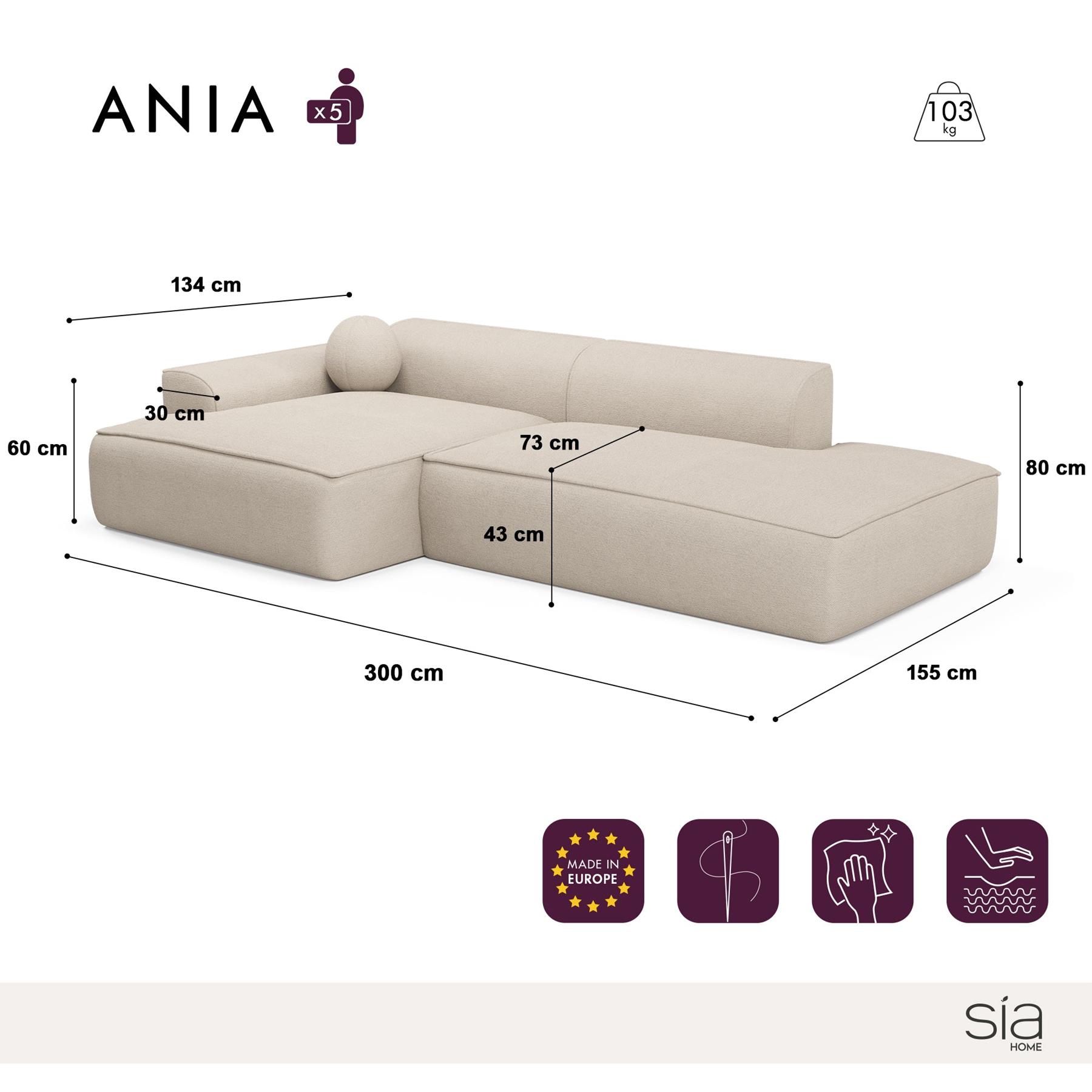 Sofa linkerhoek fluweel taupe 300cm