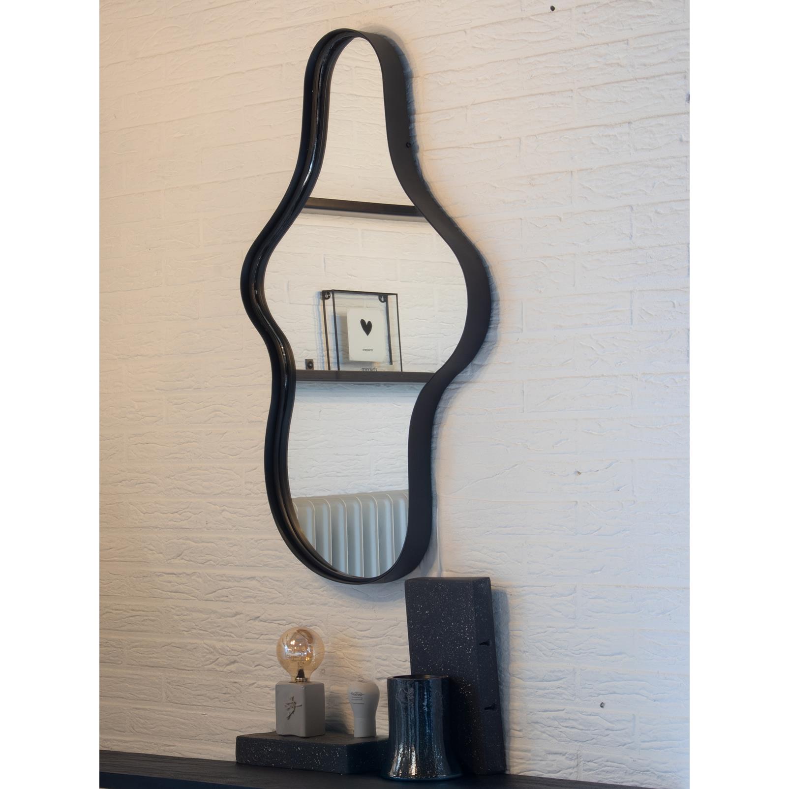 Giga Meubel - Spiegel Organisch - Zwart Metaal - 54x5x90cm - Dory