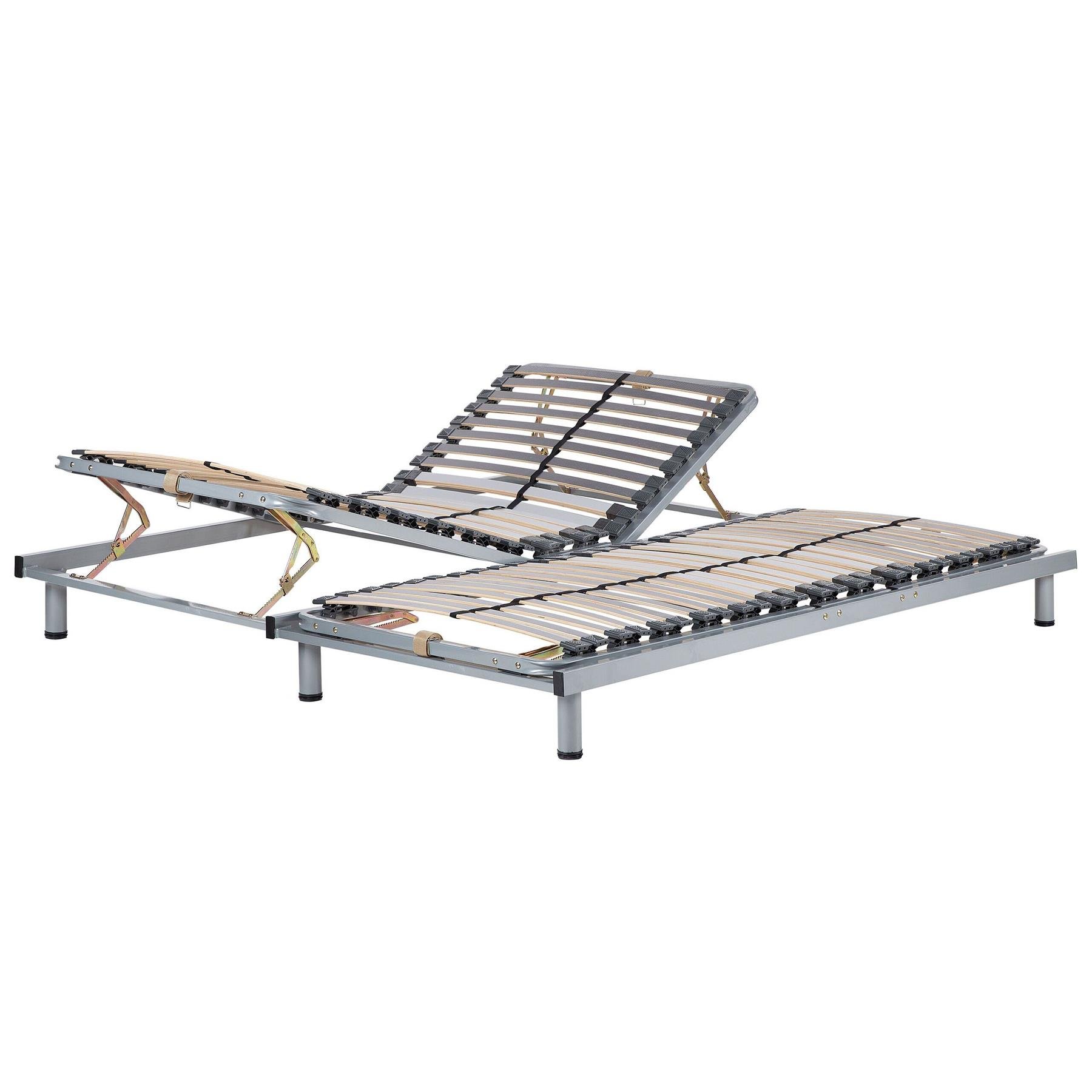 Beliani-COMFORT -Verstelbare lattenbodem-Zilver-180 x 200 cm-Staal