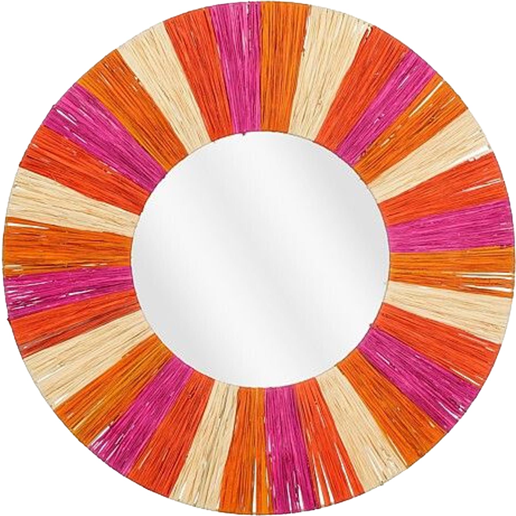 Mica Decorations Ronde wandspiegel - roze|oranje - zeeggras