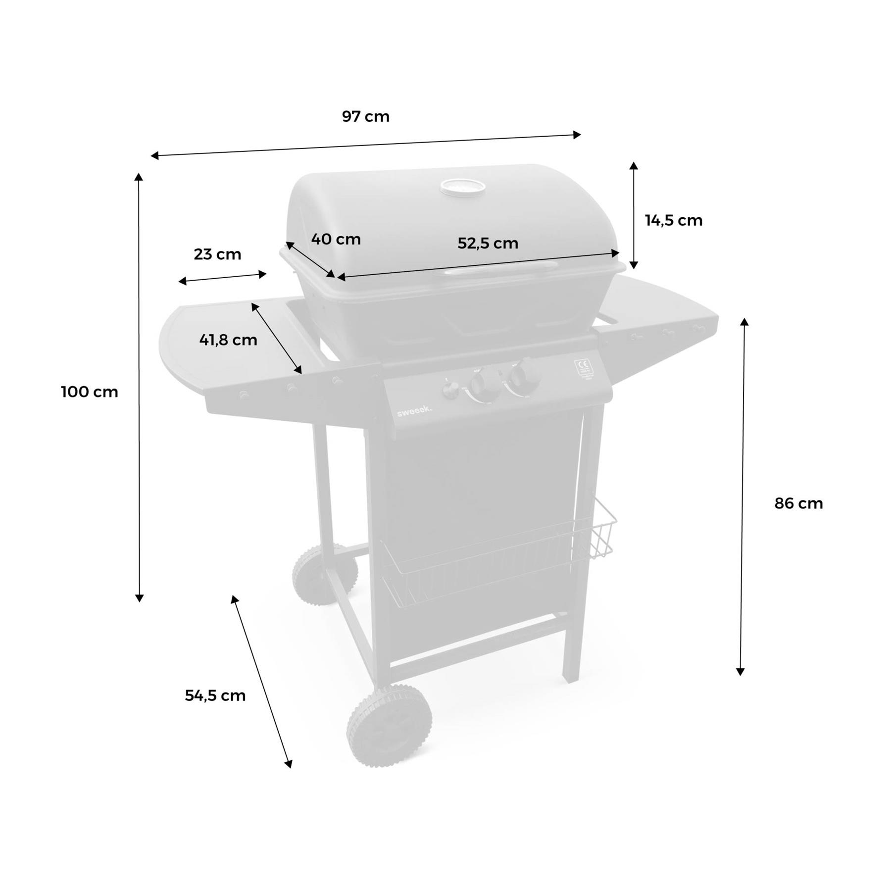 sweeek - Gasbarbecue, 2 branders met grilloppervlak 48,5x37,5cm