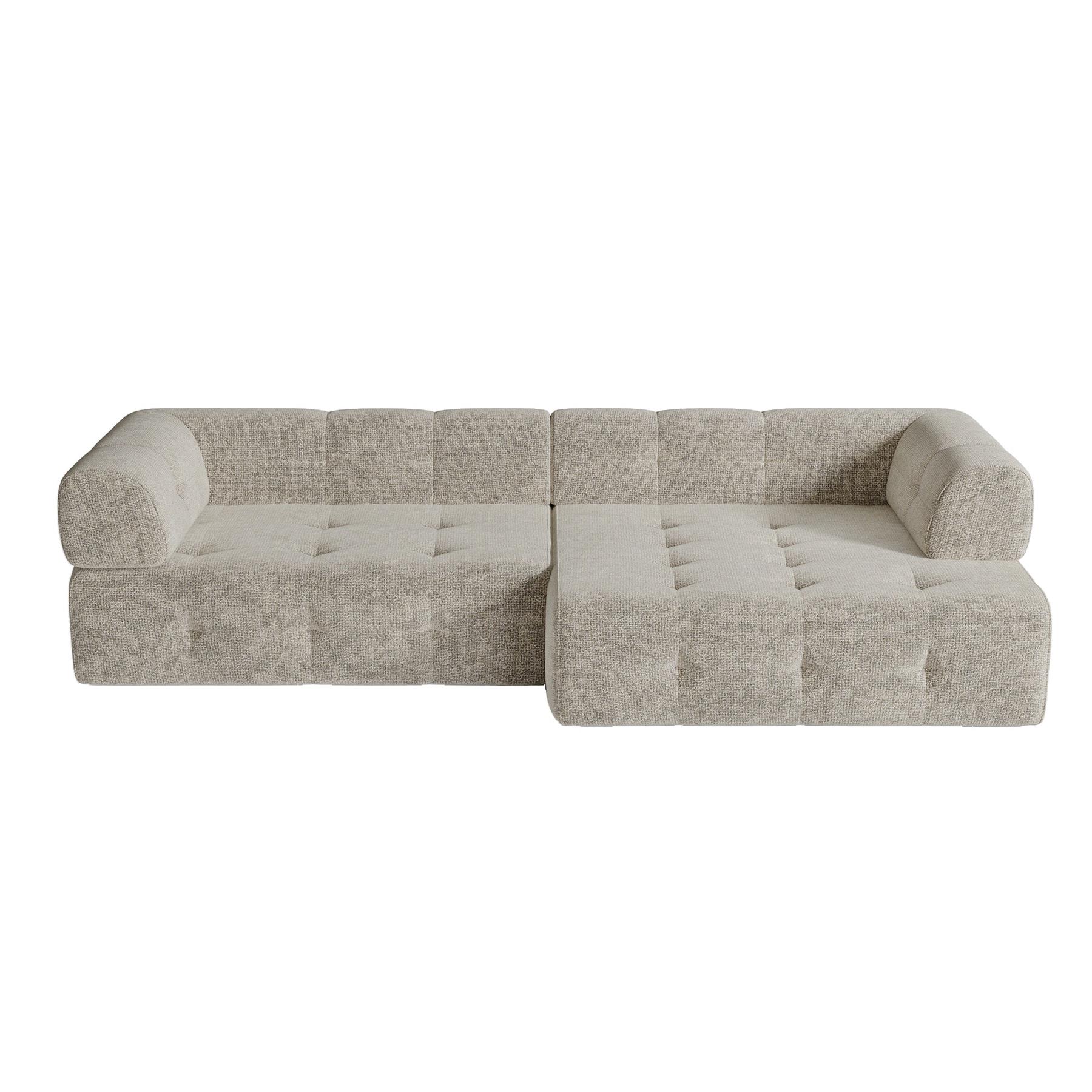 Taupe chenille fluwelen rechter hoekbank 238cm
