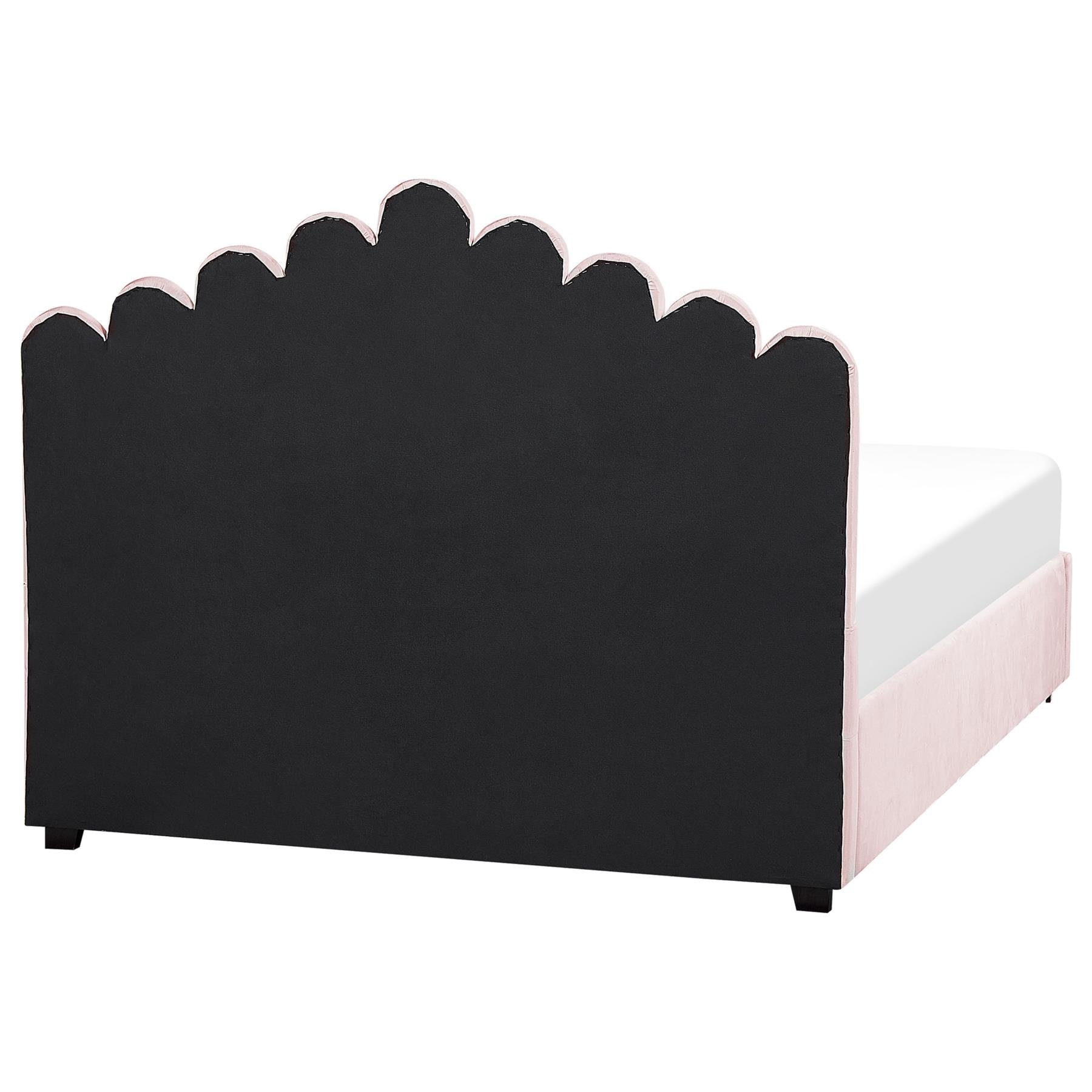 Beliani-VINCENNES-Bed met opbergruimte-Roze-160 x 200 cm-Fluweel