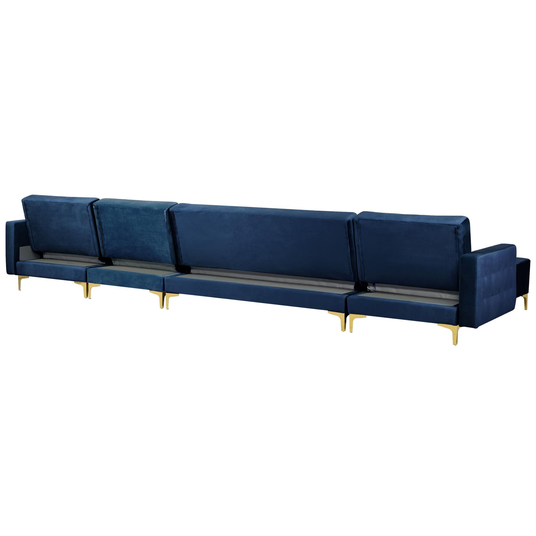 Beliani-ABERDEEN-Bank U-vormig-Marineblauw-6 persoons-Fluweel