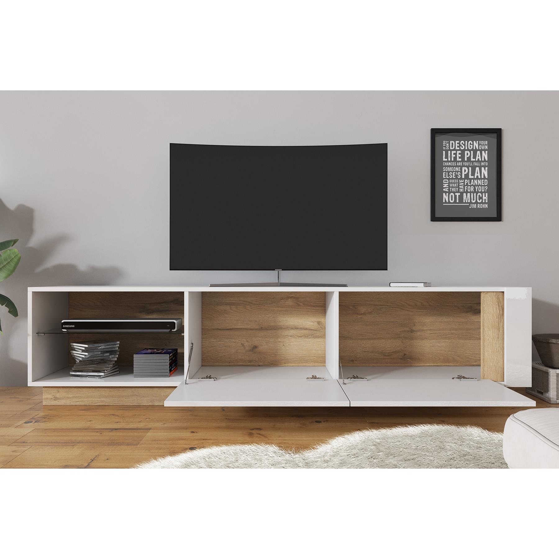 Meubella TV-Meubel Ashley - Wit - Eiken - 187 cm