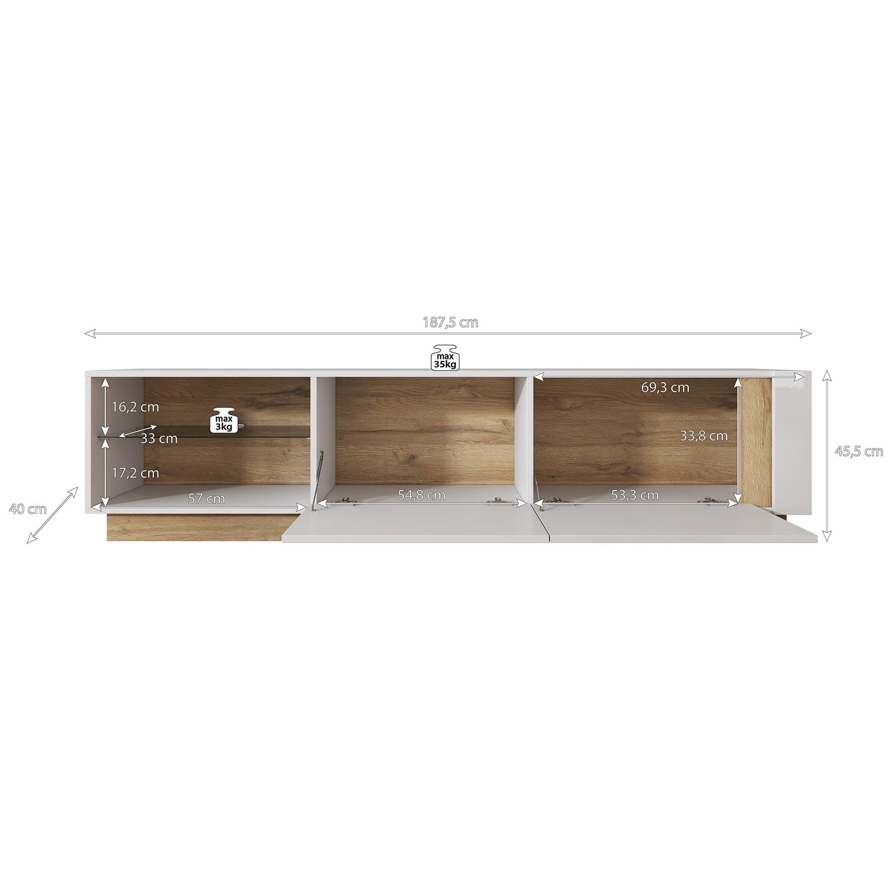 Meubella TV-Meubel Ashley - Wit - Eiken - 187 cm