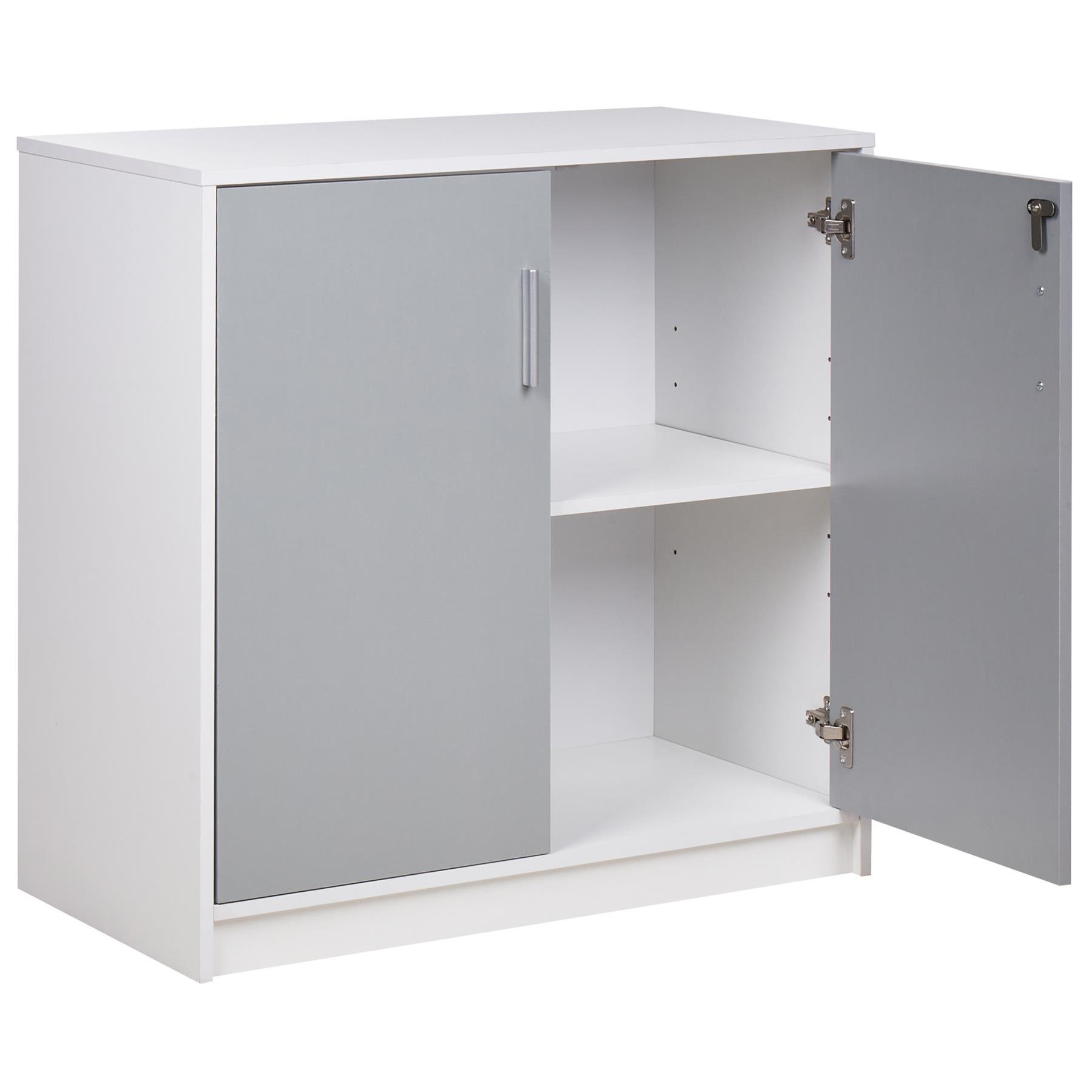 Beliani - ZEHNA - Sideboard 2 deuren - Lichtgrijs|Wit - Vezelplaat