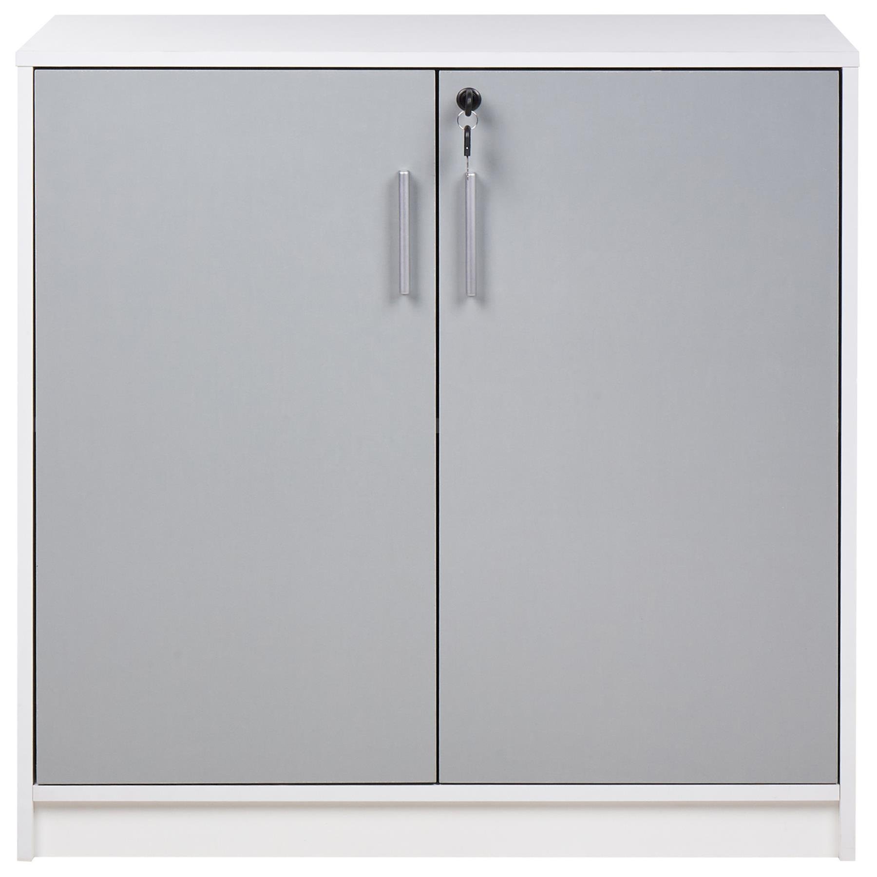 Beliani - ZEHNA - Sideboard 2 deuren - Lichtgrijs|Wit - Vezelplaat