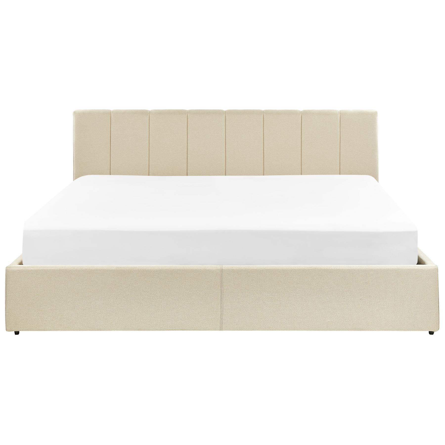 Beliani-DREUX-Bed met opbergruimte-Beige-180 x 200 cm-Polyester