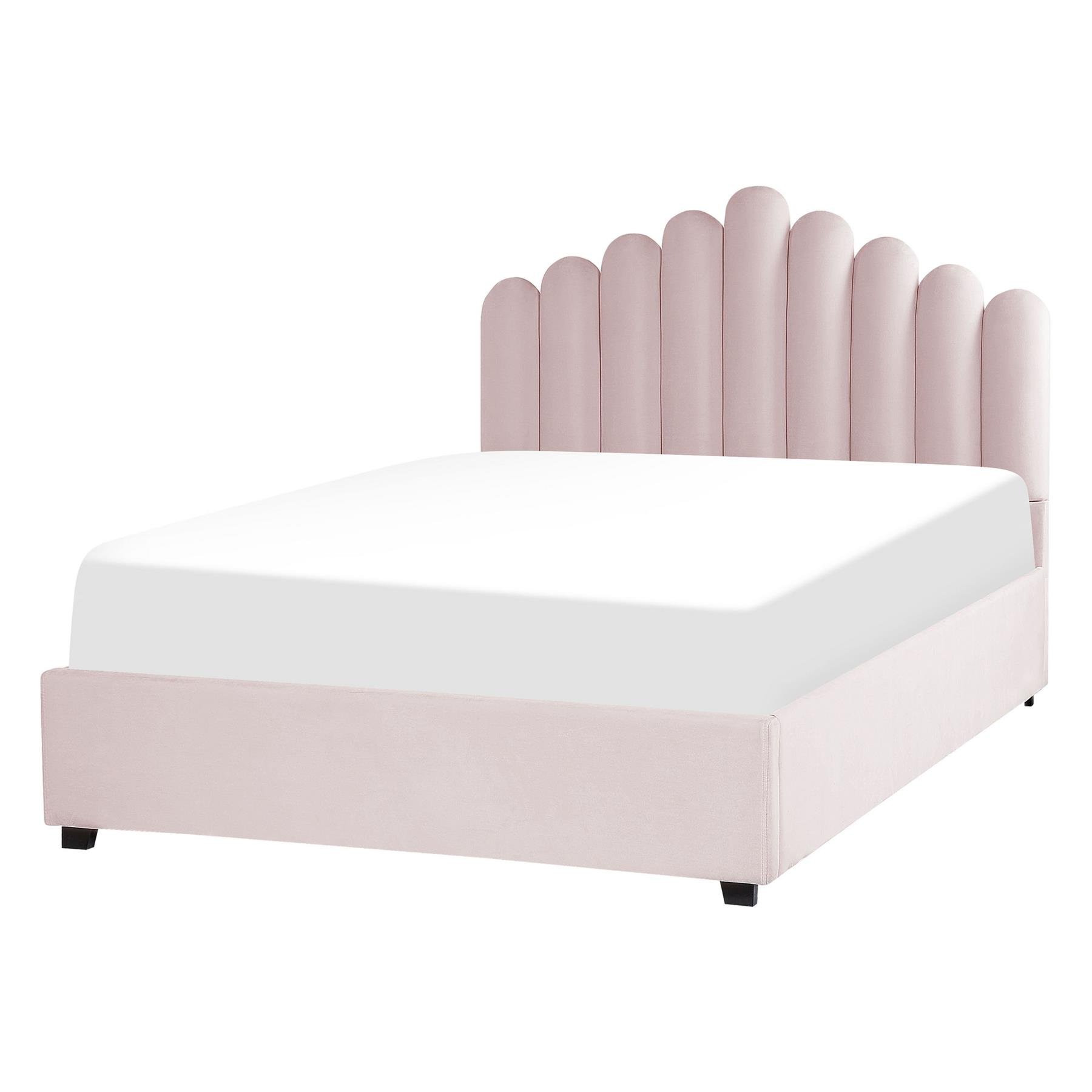 Beliani-VINCENNES-Bed met opbergruimte-Roze-140 x 200 cm-Fluweel