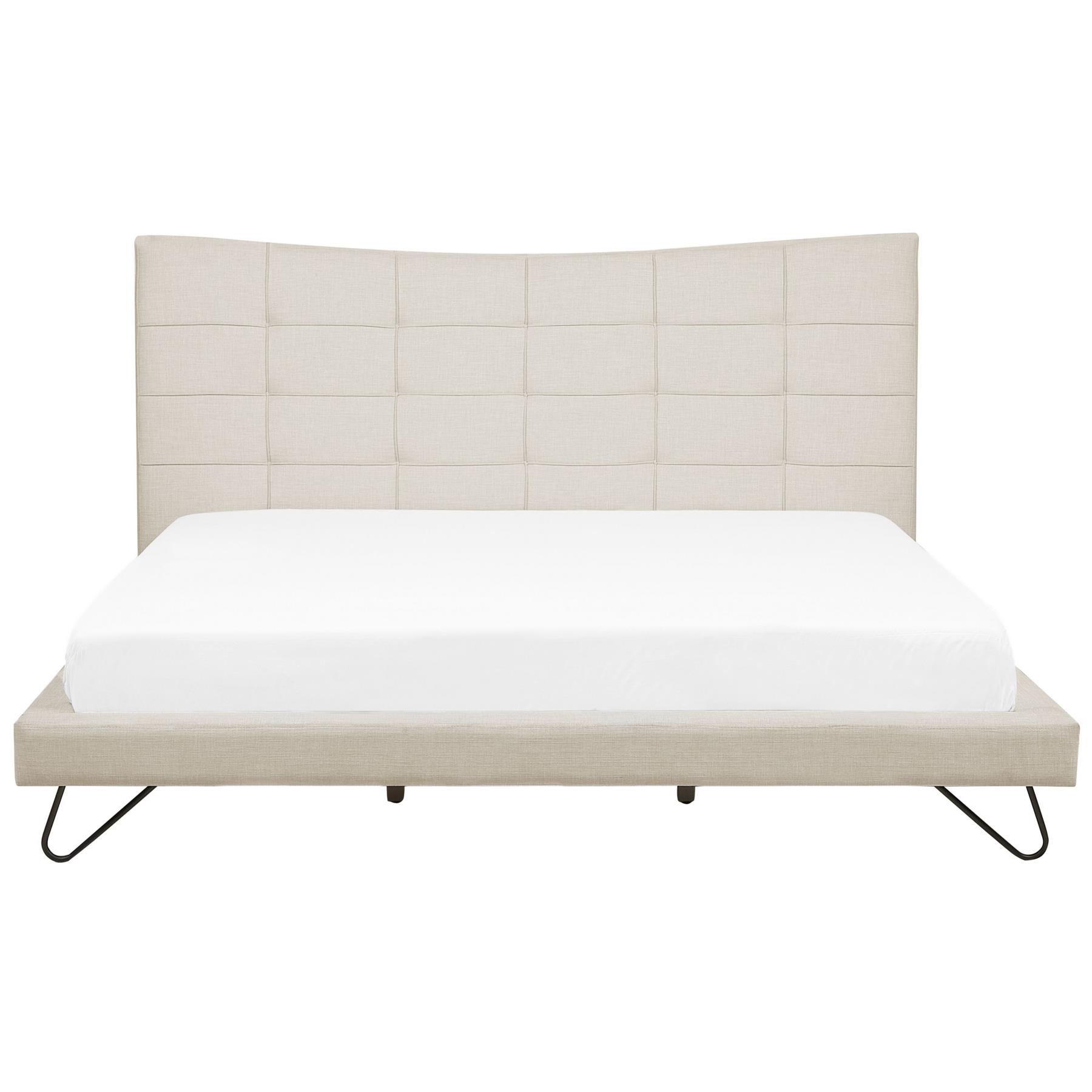 Beliani-LANNION -Tweepersoonsbed-Beige-180 x 200 cm-Polyester