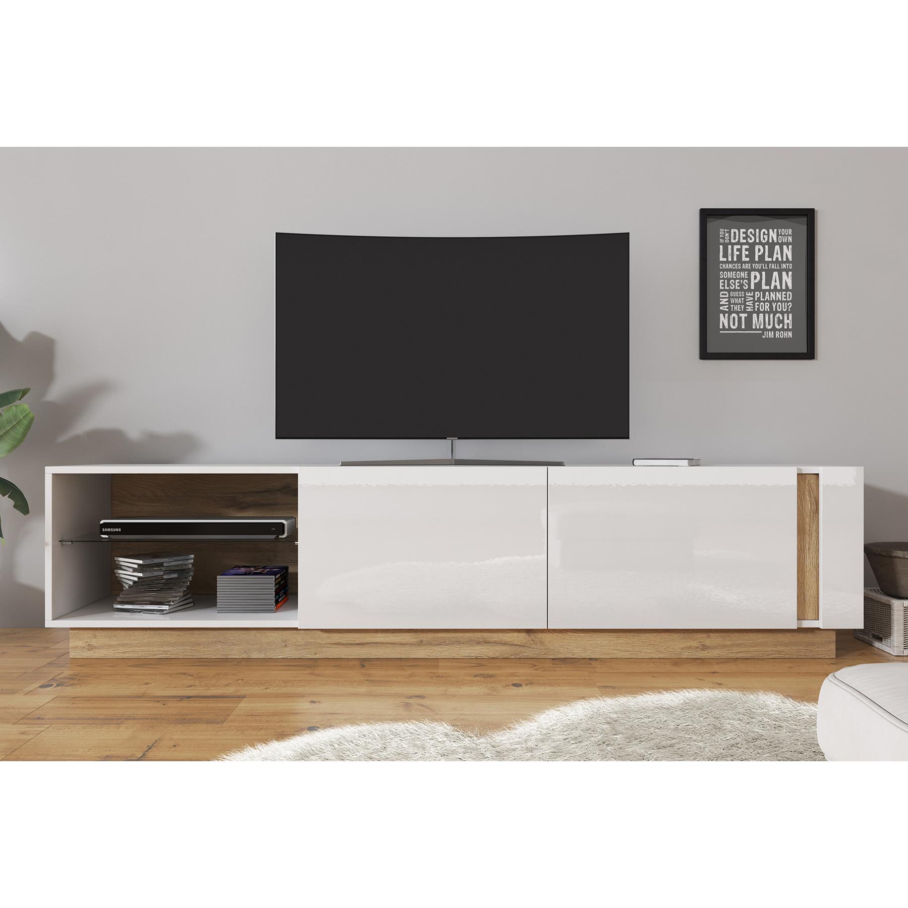 Meubella TV-Meubel Ashley - Wit - Eiken - 187 cm