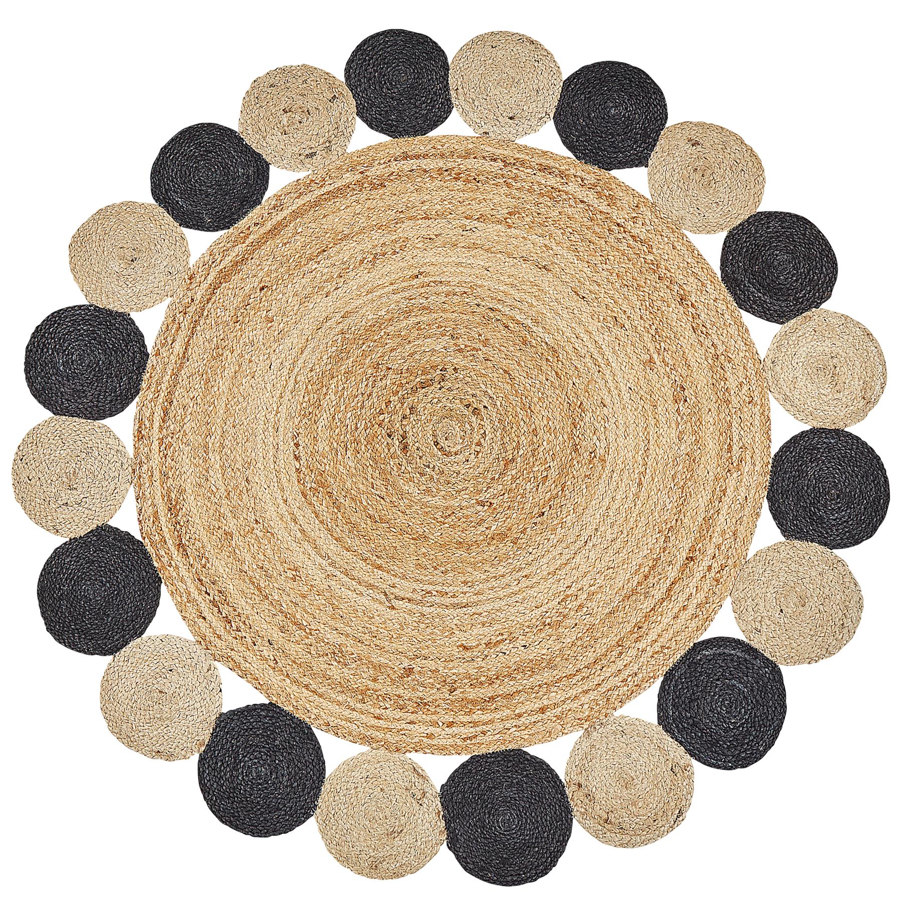 Beliani - VOSTAN - Vloerkleed - Zwart - Ã¸ 140 cm - Jute