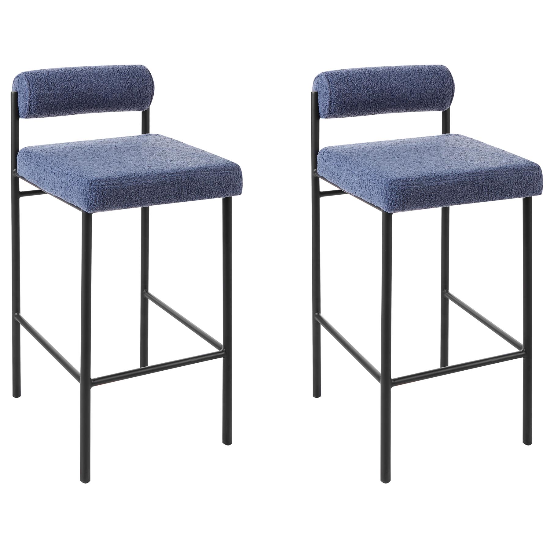 Beliani - AMAYA - Barkruk set van 2 - Blauw - Polyester