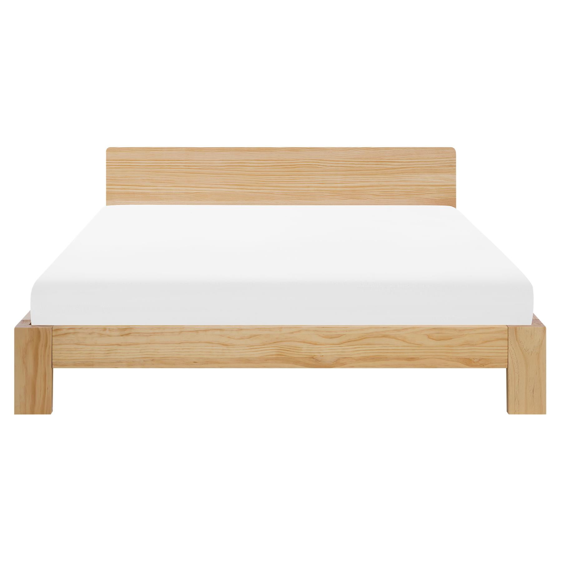Beliani-ROYAN -Tweepersoonsbed-Lichthout-160 x 200 cm-Dennenhout