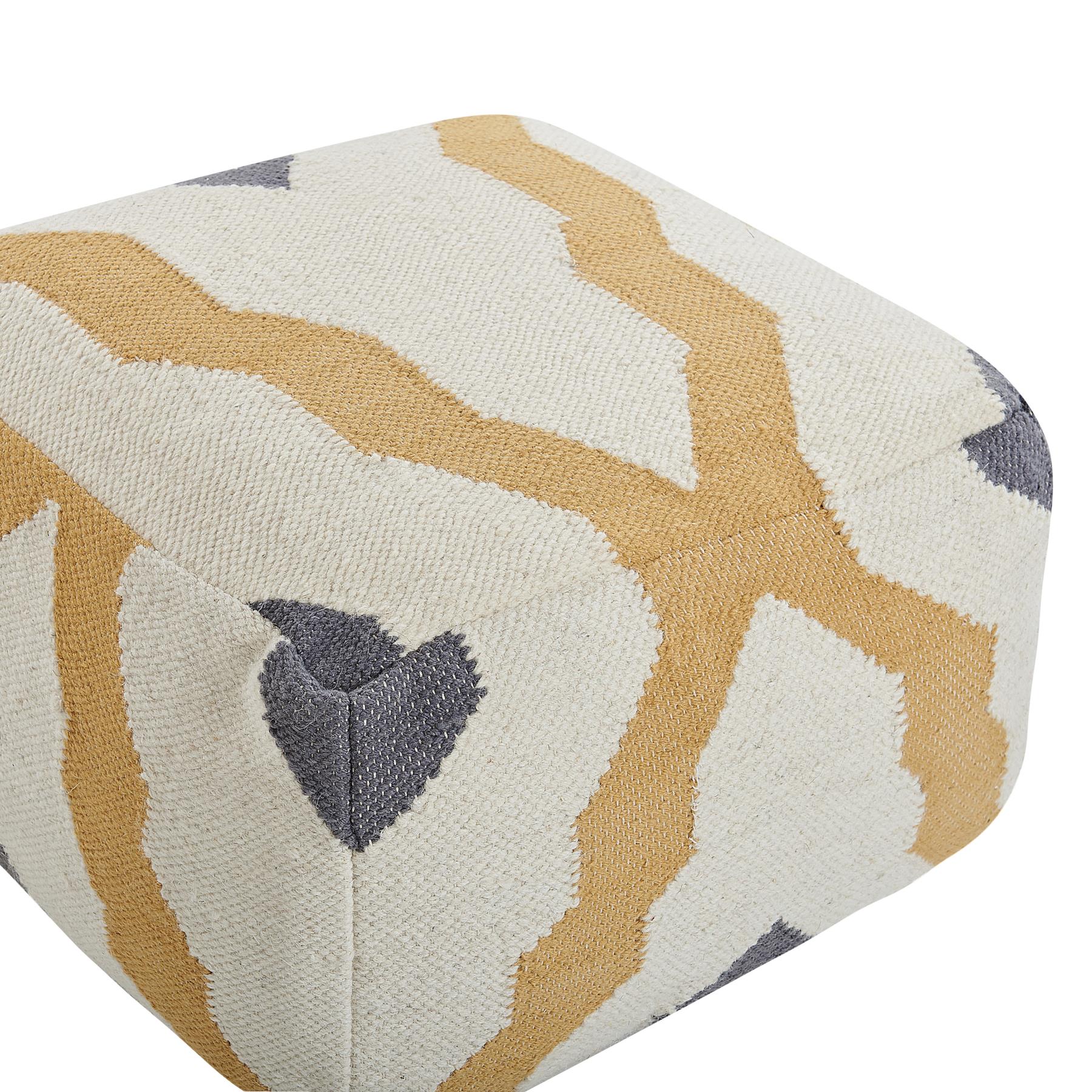 Beliani - ZEUGMA - Poef - Lichtbeige - Wol
