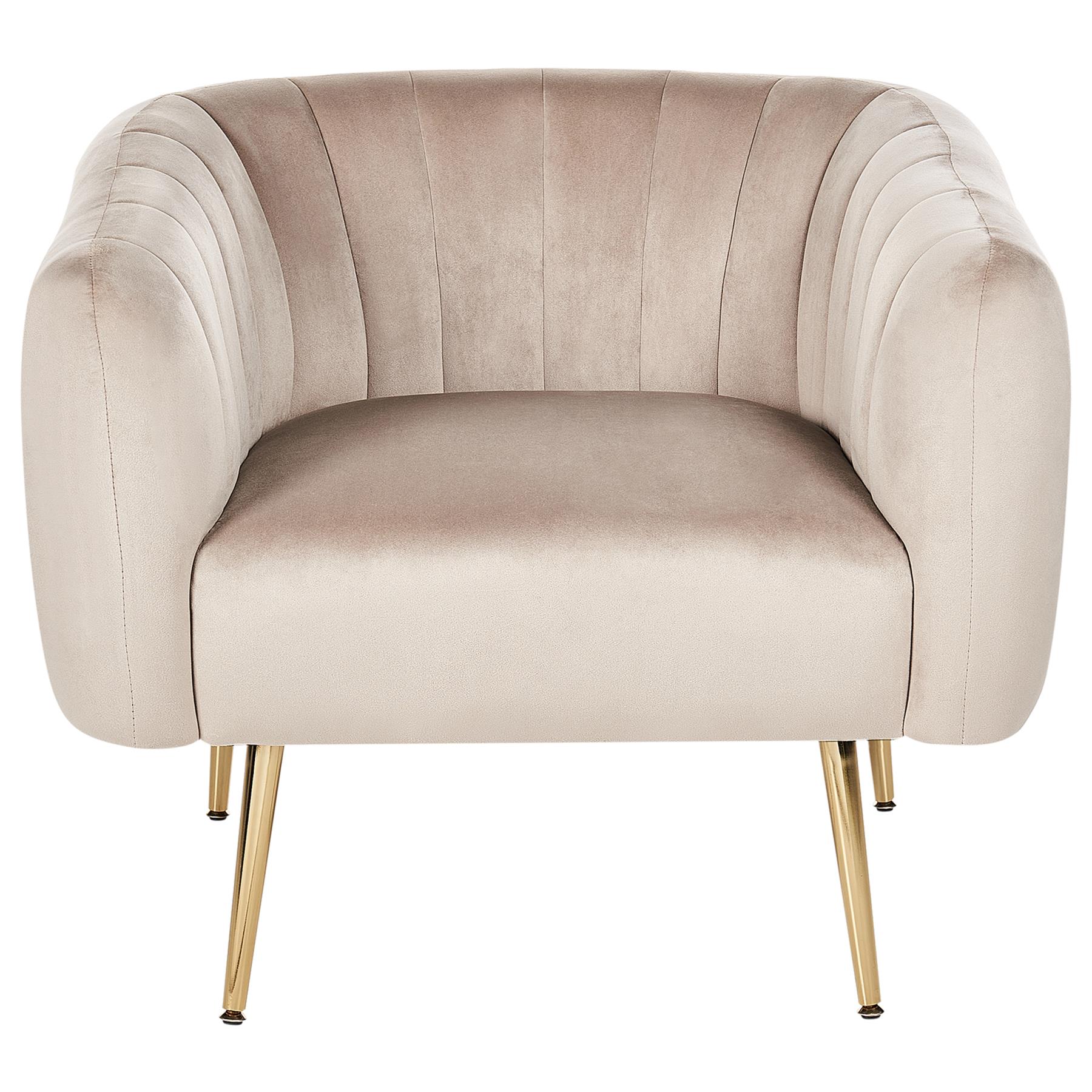 Beliani - LACONIA - Fauteuil - Taupe - Fluweel