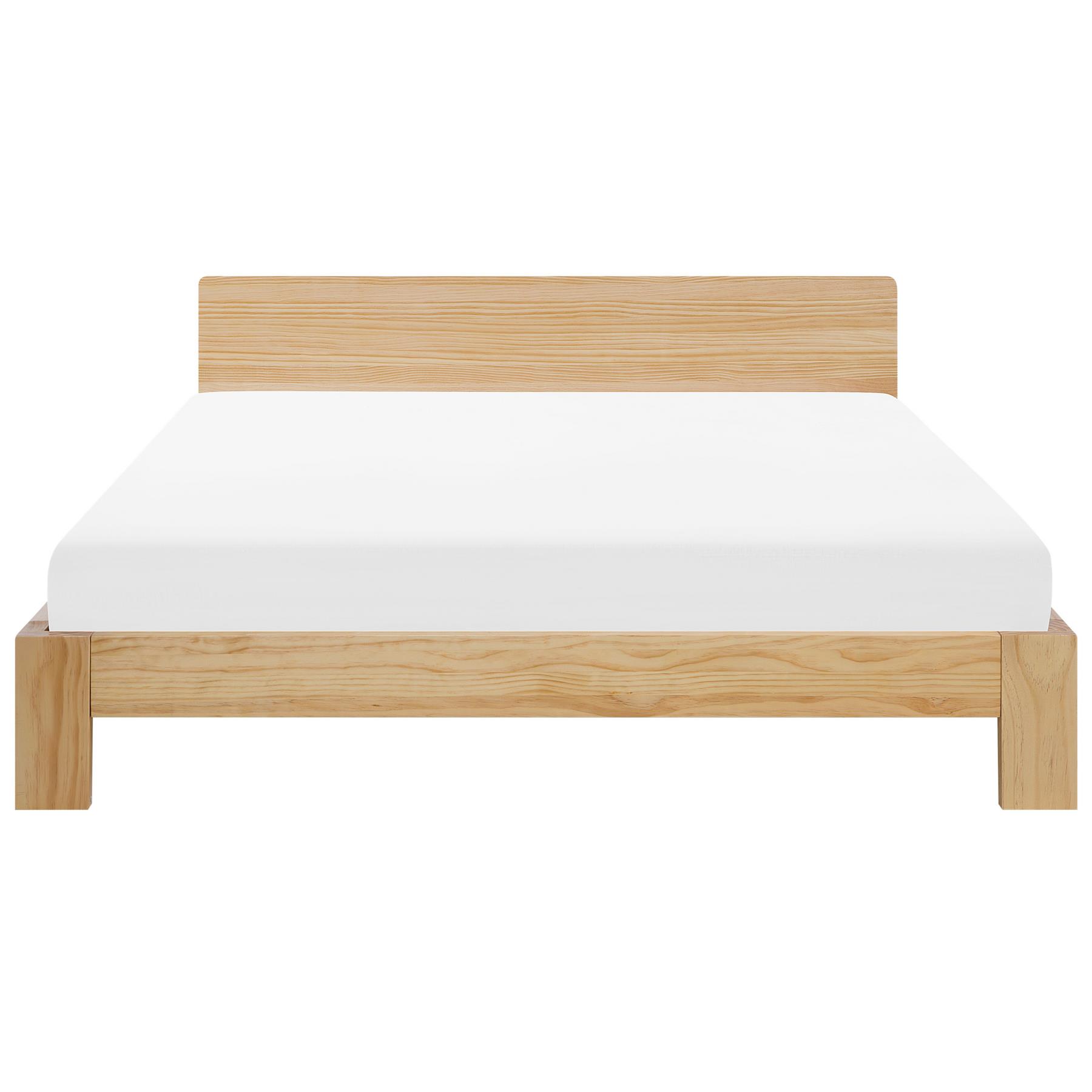 Beliani-ROYAN -Tweepersoonsbed-Lichthout-180 x 200 cm-Dennenhout