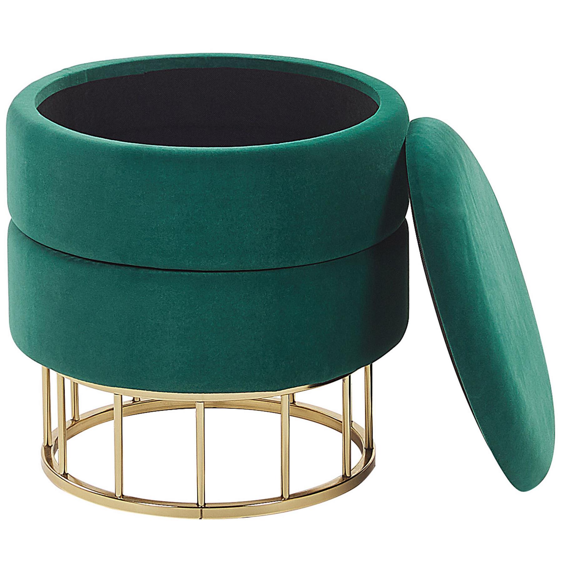 Beliani - ELGIN - Poef - Donkergroen - 37 cm - Fluweel