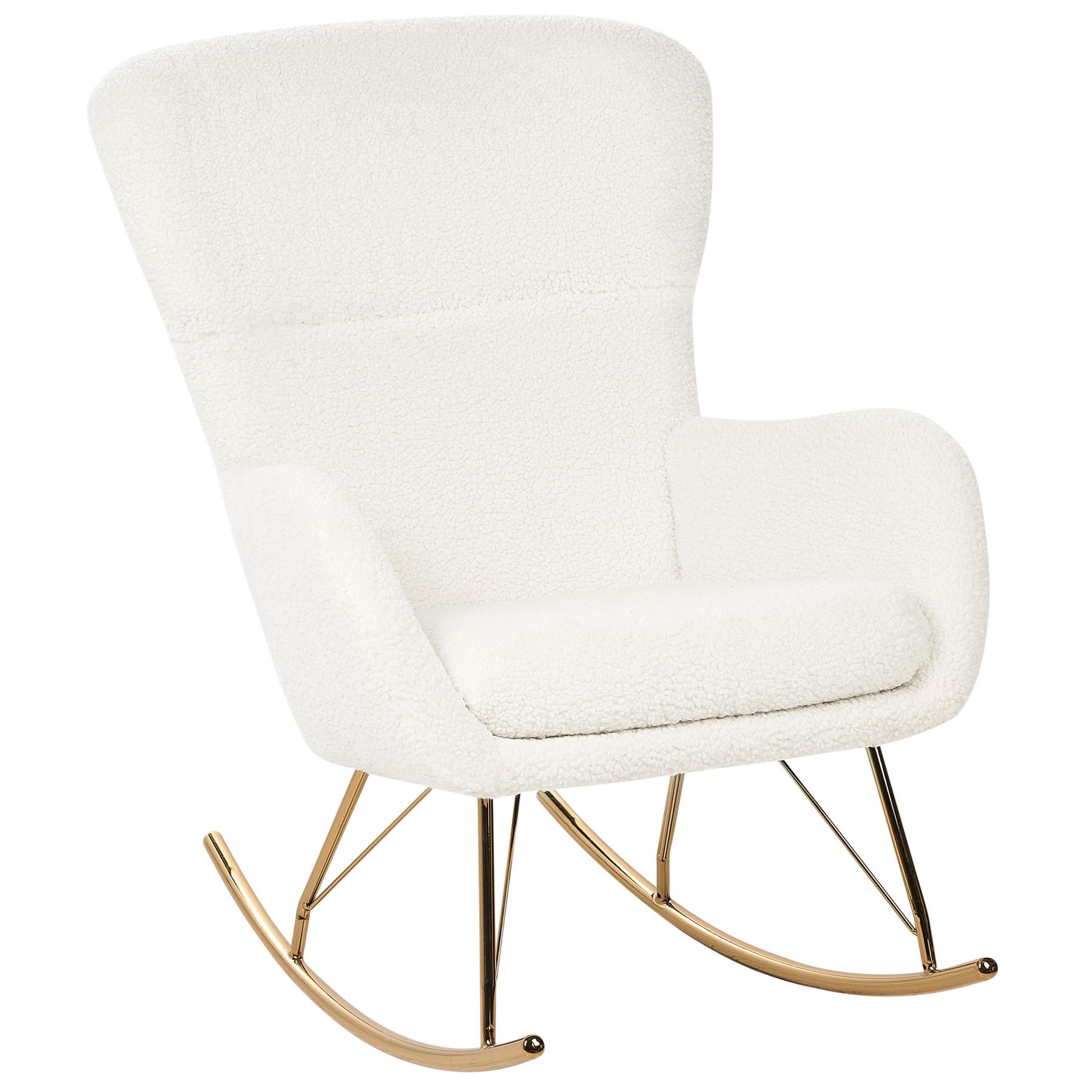 Beliani - ANASET - Schommelstoel - Wit|Goud - BouclÃ©