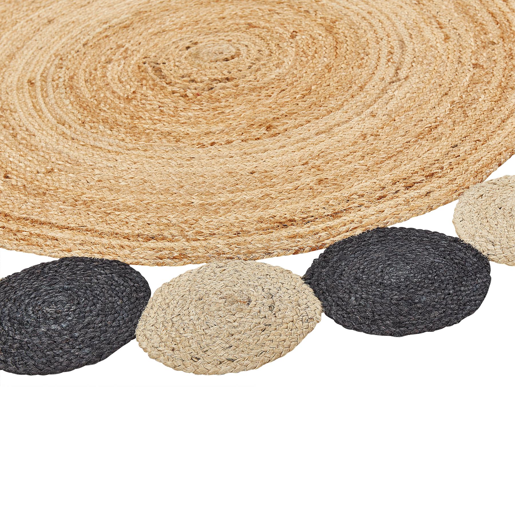 Beliani - VOSTAN - Vloerkleed - Zwart - Ã¸ 140 cm - Jute