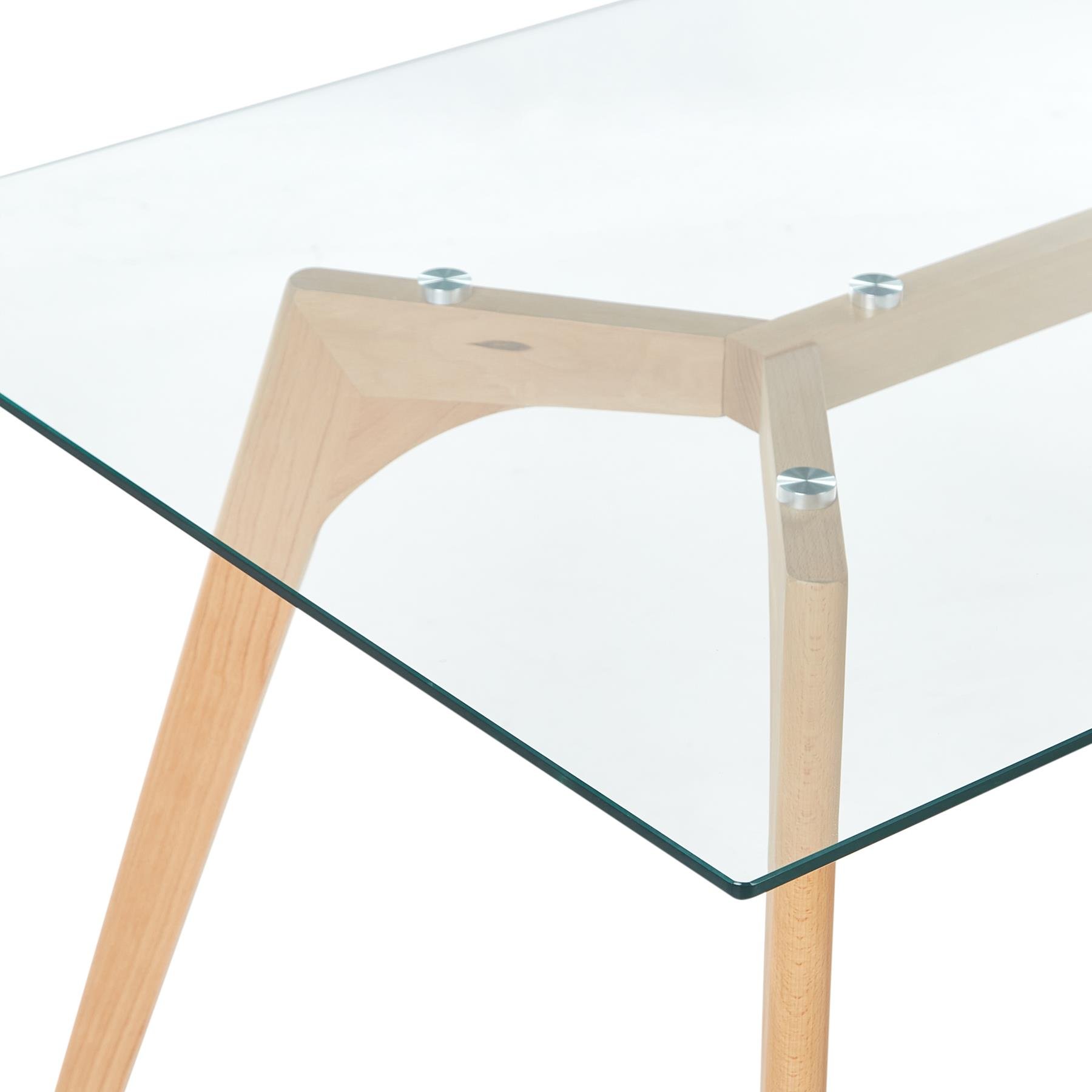 Beliani-HUDSON-Eettafel-Lichte houtkleur-90 x 180 cm-Veiligheidsglas