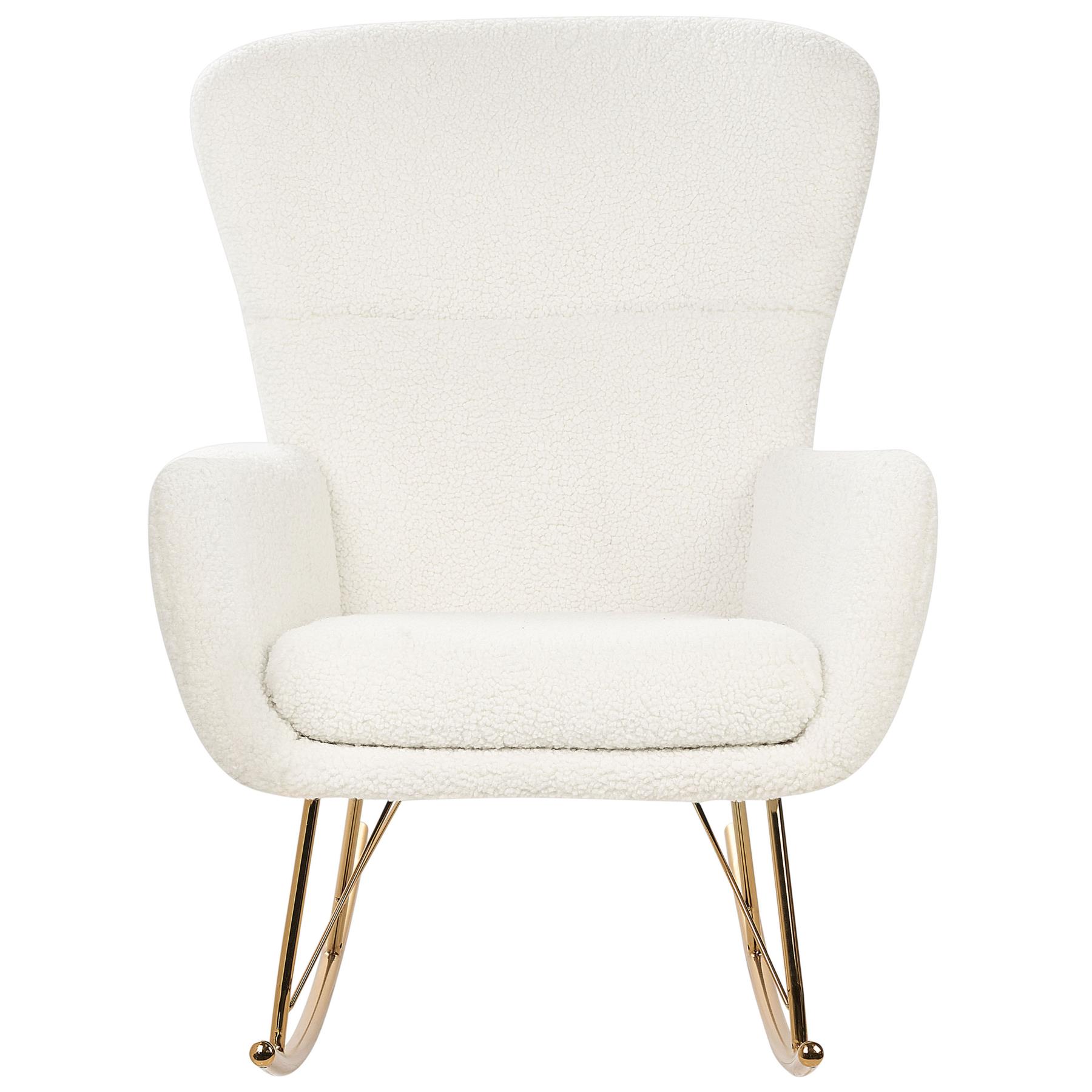 Beliani - ANASET - Schommelstoel - Wit|Goud - BouclÃ©