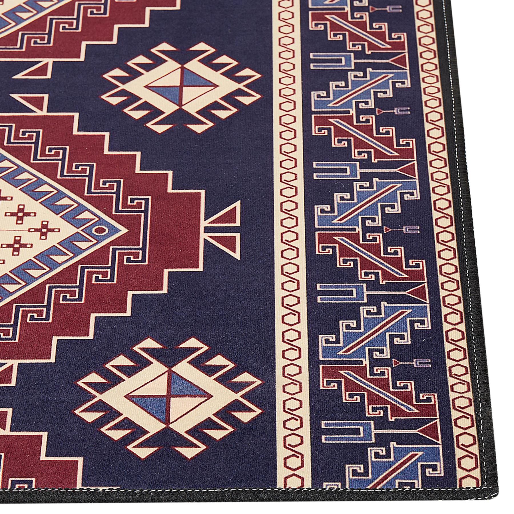 Beliani - KANGAL - Loper tapijt - Blauw|Rood - 80 x 300 cm - Polyester