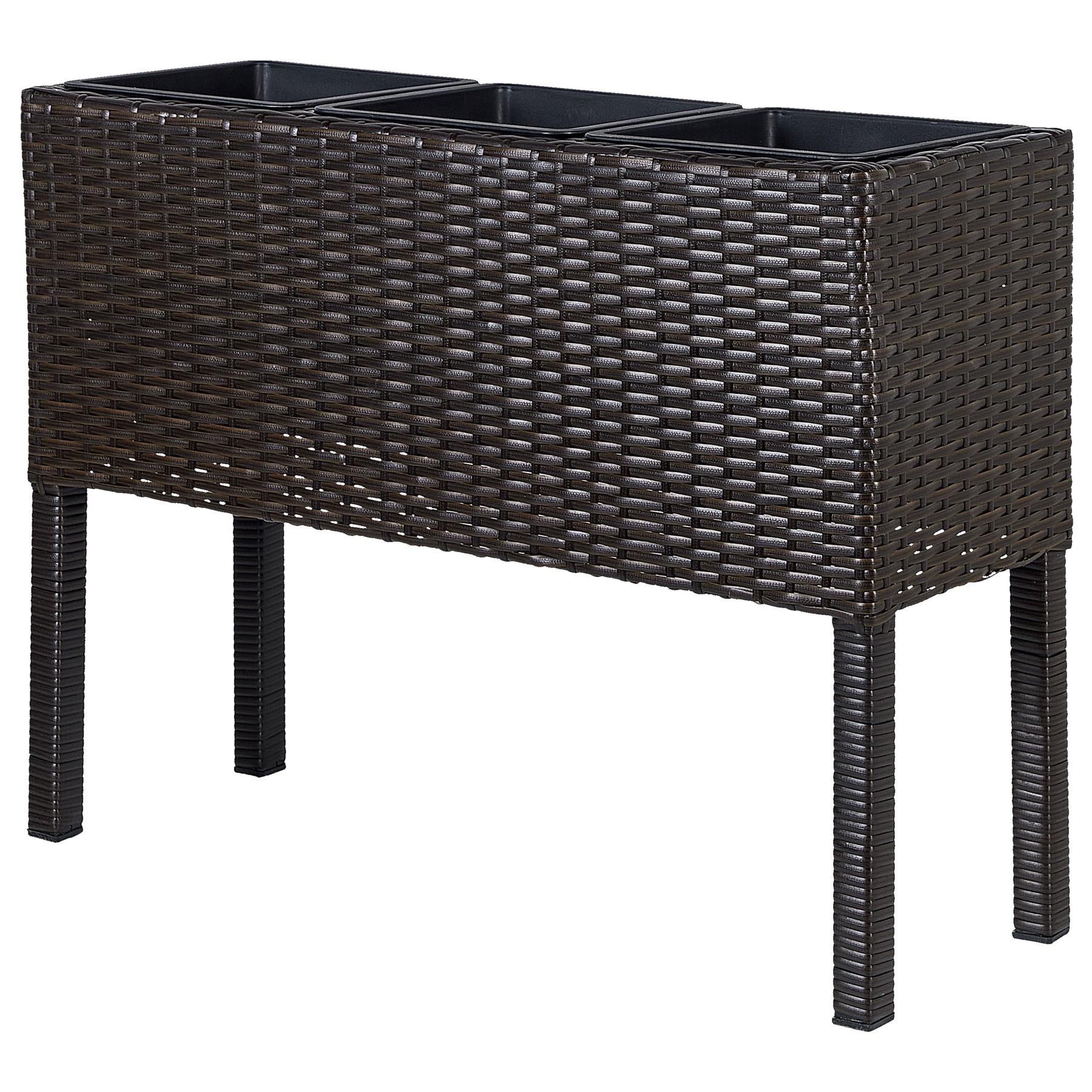 Beliani - CARAGANA - Hoge plantenbak - Bruin - PE rotan