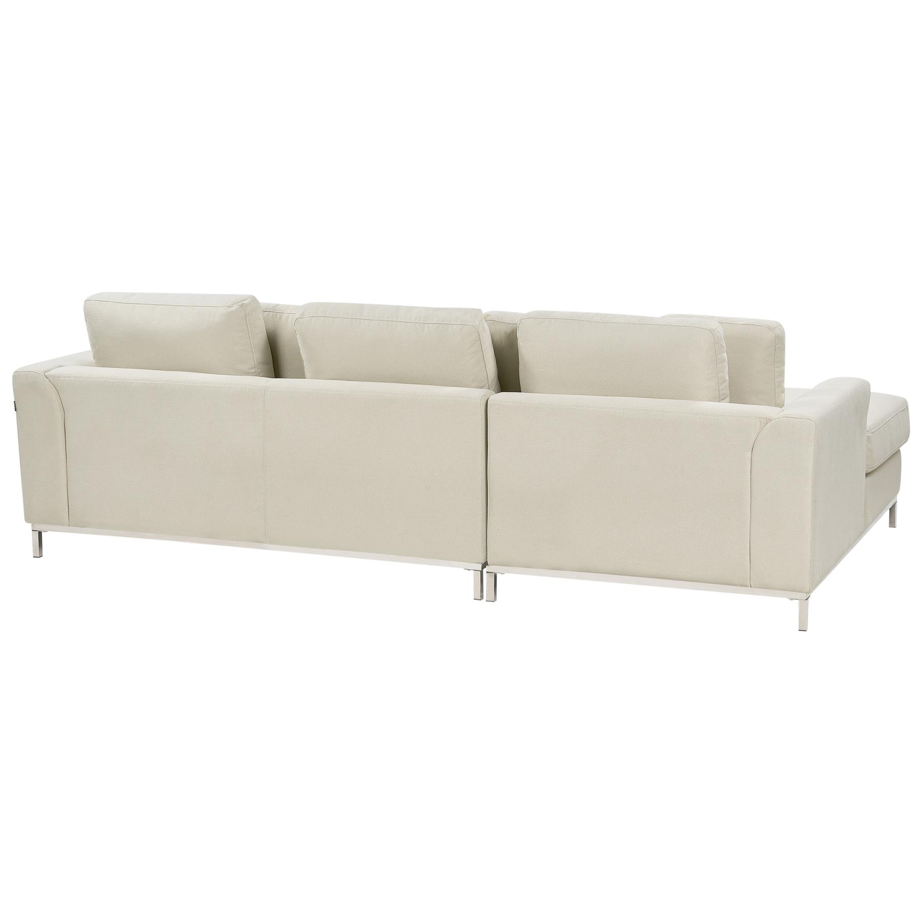 Beliani-OSLO-Hoekbank met ottomaan-Beige-Rechts-270 cm-Polyester