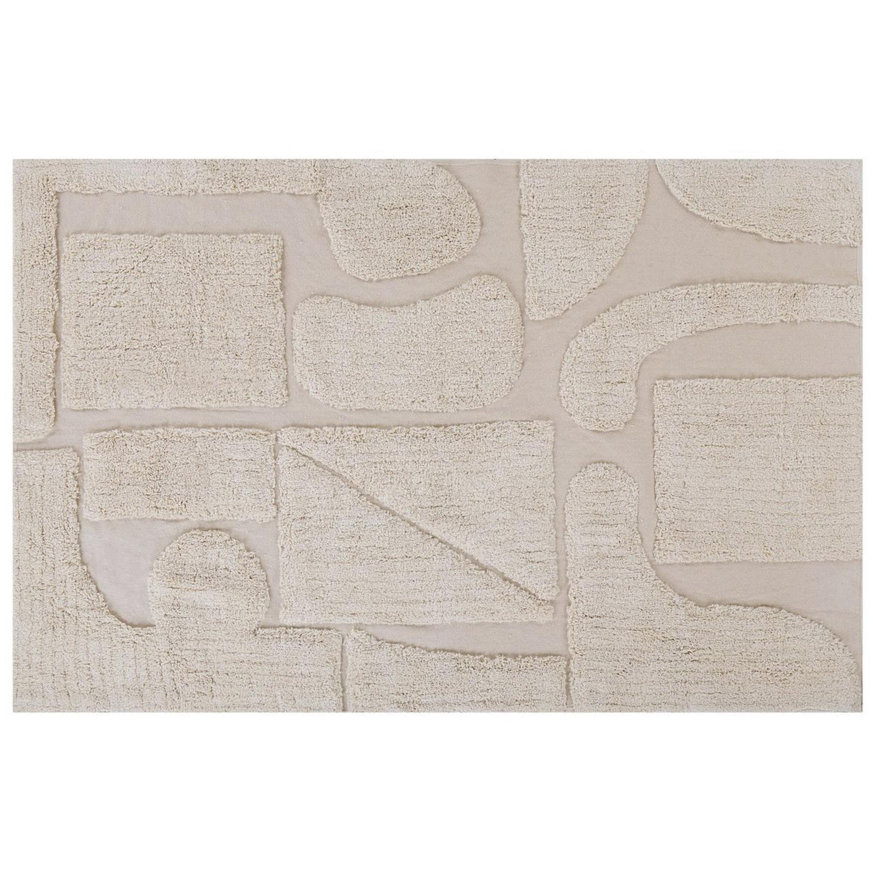 Beliani-DIYADIN-Laagpolig vloerkleed-Beige-160 x 230 cm-Katoen